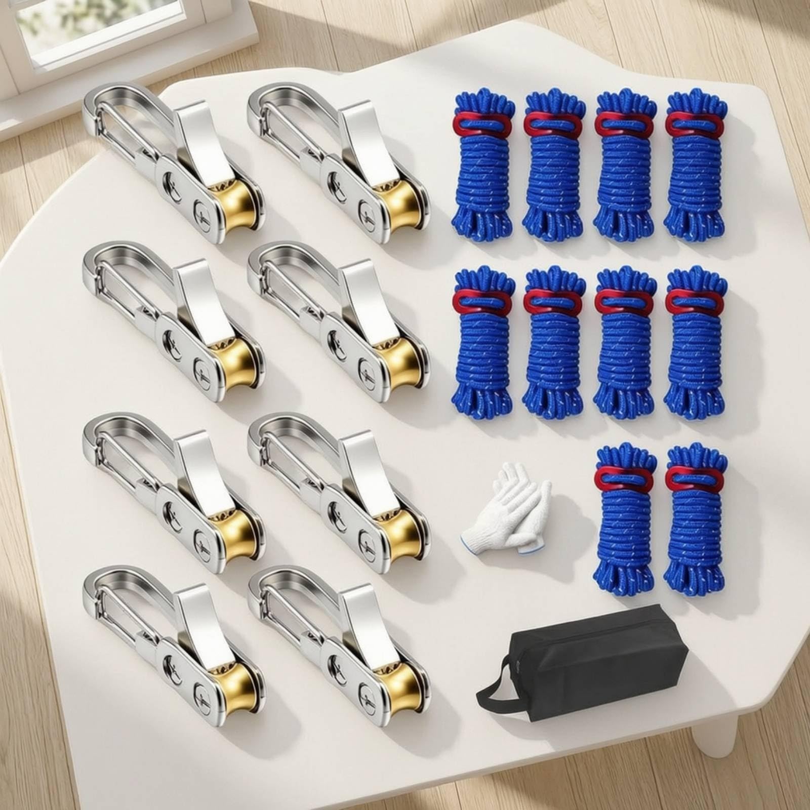 Baoblaze Ajustador de Tensión Dispositivo de Sujeción Tensor Cuerda Kit para Cuerda 2 a 3 Mm Capacidad 70 Adecuado para Tienda de Campaña Tendedero Carga Escalada Ligera Mochila