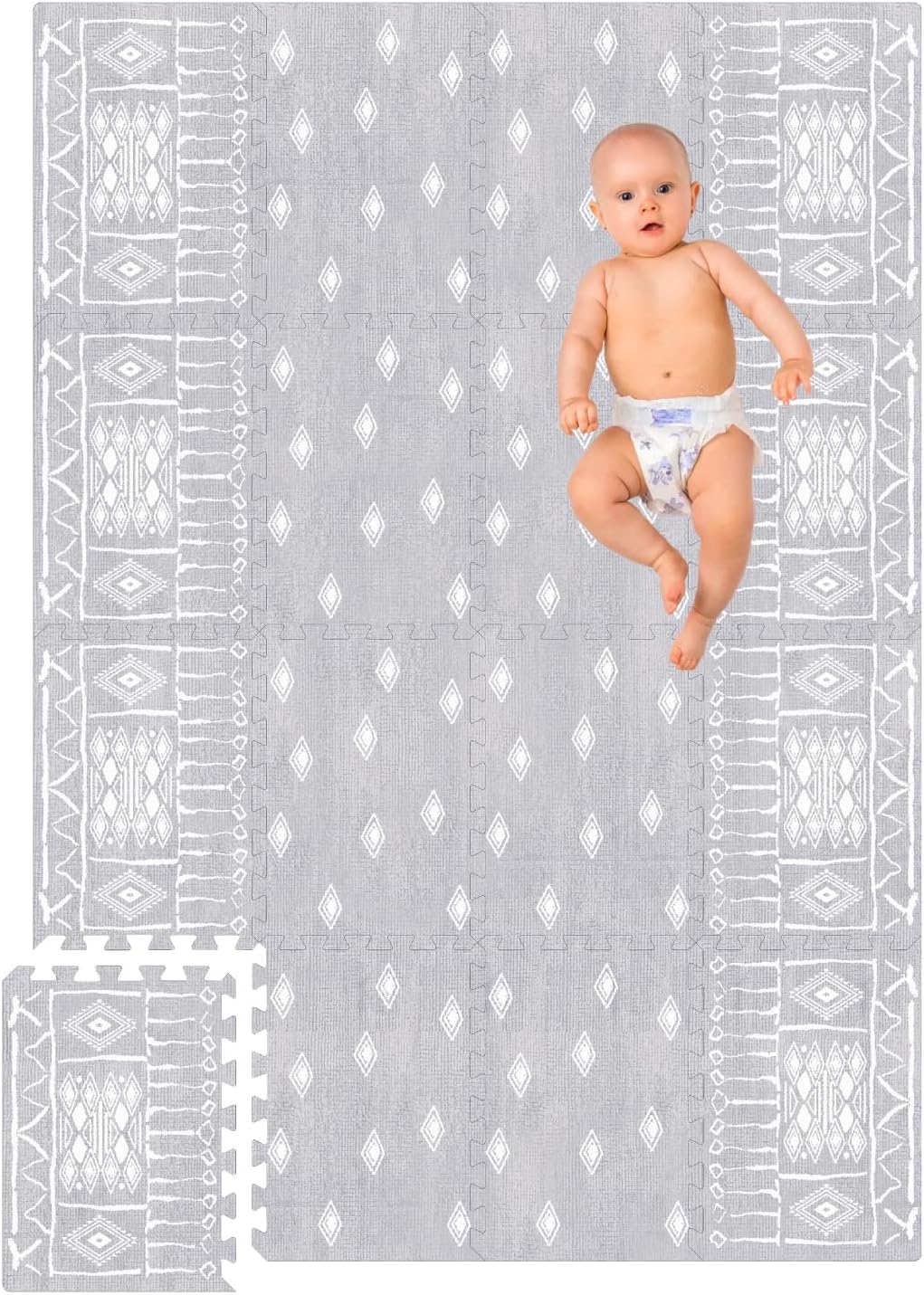 Premium Soft Foam Play Mat for Baby, 5.6 x 4 ft, Easy to Clean - The Perfect Modern Foam Playmat Fits Nicely with Your Kids Playroom Or Home Decor 0.5" Thickness (Ash Starlight)