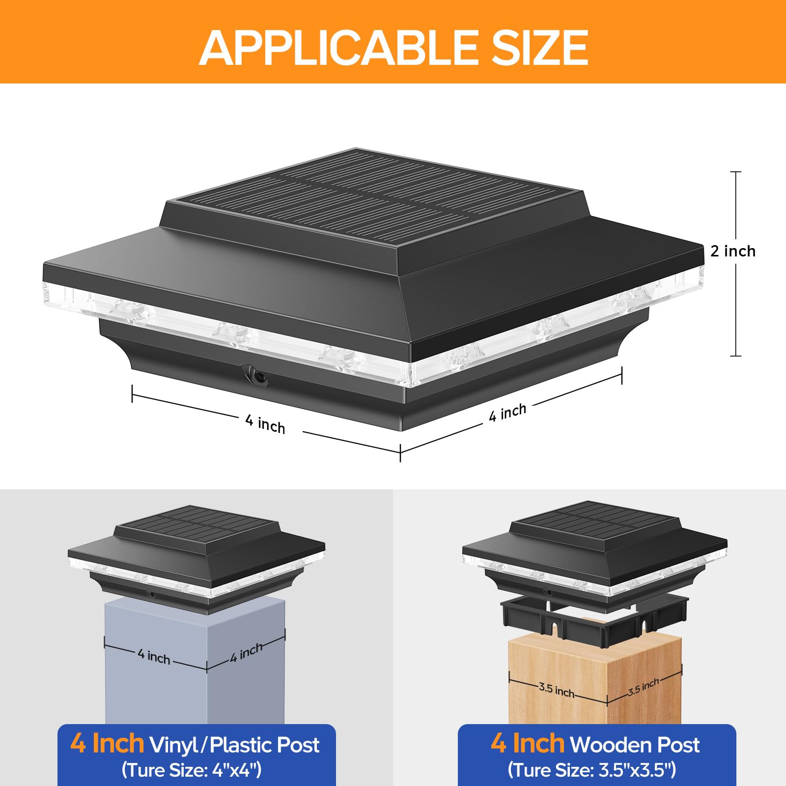 ELECLINK 12 Stück 4 x 4 Solar-Pfostenkappen-Lichter, heller und erweiterter Lichtstrahl zum Licht, Pfostenzaun-Deck mit warmem/weißem Licht, wasserdichte Außenpfosten, Solarleuchten für Terrasse