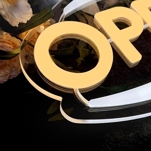 Miniatura 5 de Letreros LED de neón abiertos para negocios, alimentados por USB de 16 x 10 pulgadas con brillo ajustable, luz abierta brillante para exhibición de