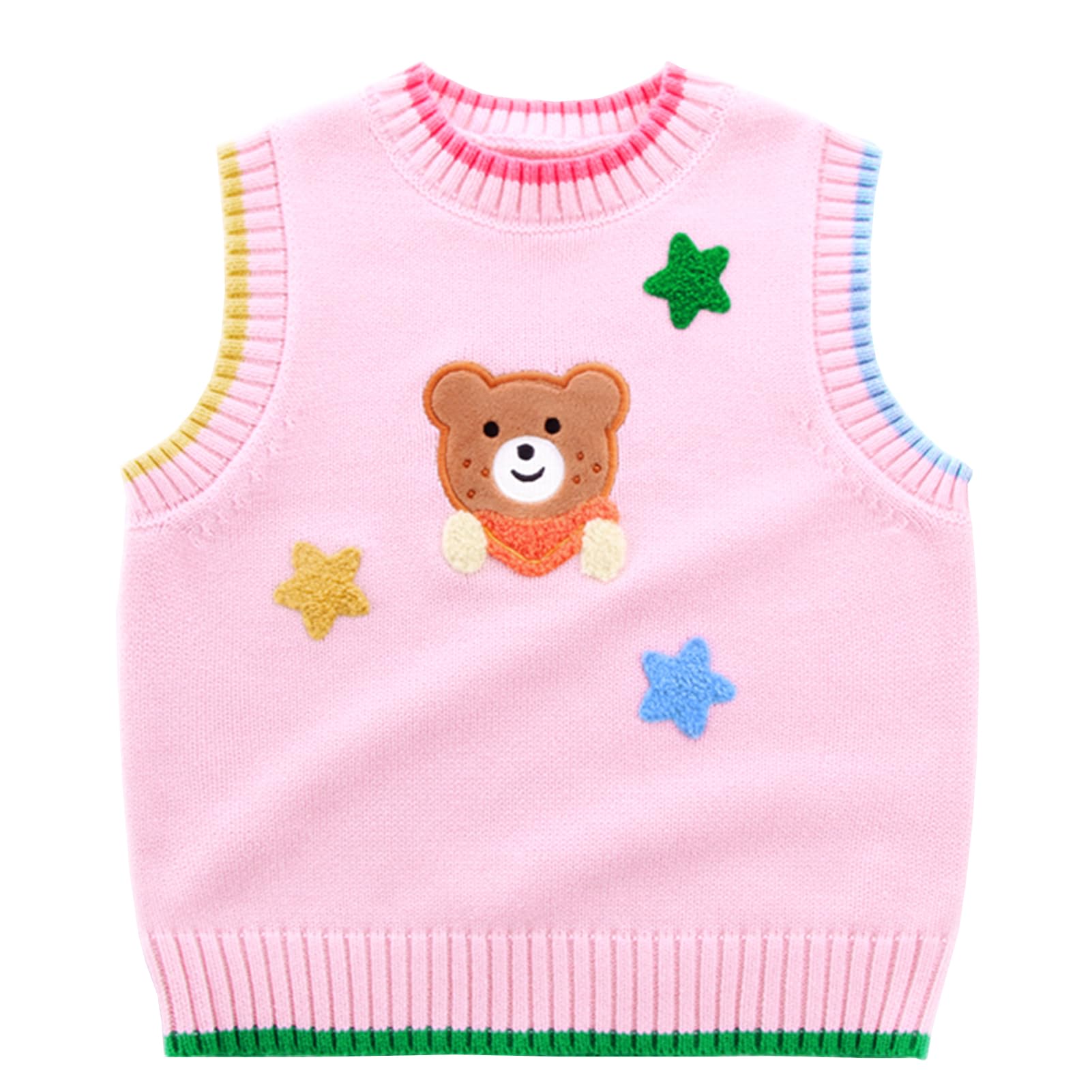 Yimutian Chaleco de Punto para niños Suéter sin Mangas de Algodón con Cuello en V Ropa de Primavera y otoño