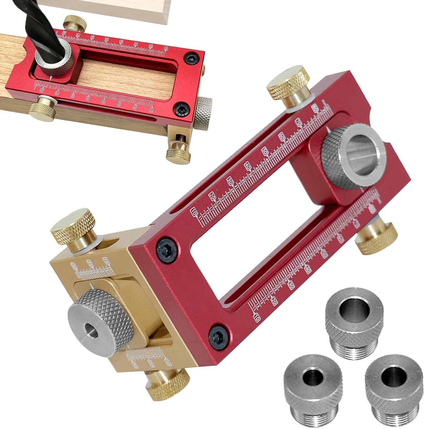 Dowel Jig Kit - Cabinet Screw Punch Locator | Drill Locator, Pin Fixture Woodworking Hole Drill for Woodworking Drilling Holes, 5-Hole 6/8/10/12/15mm Bit Set