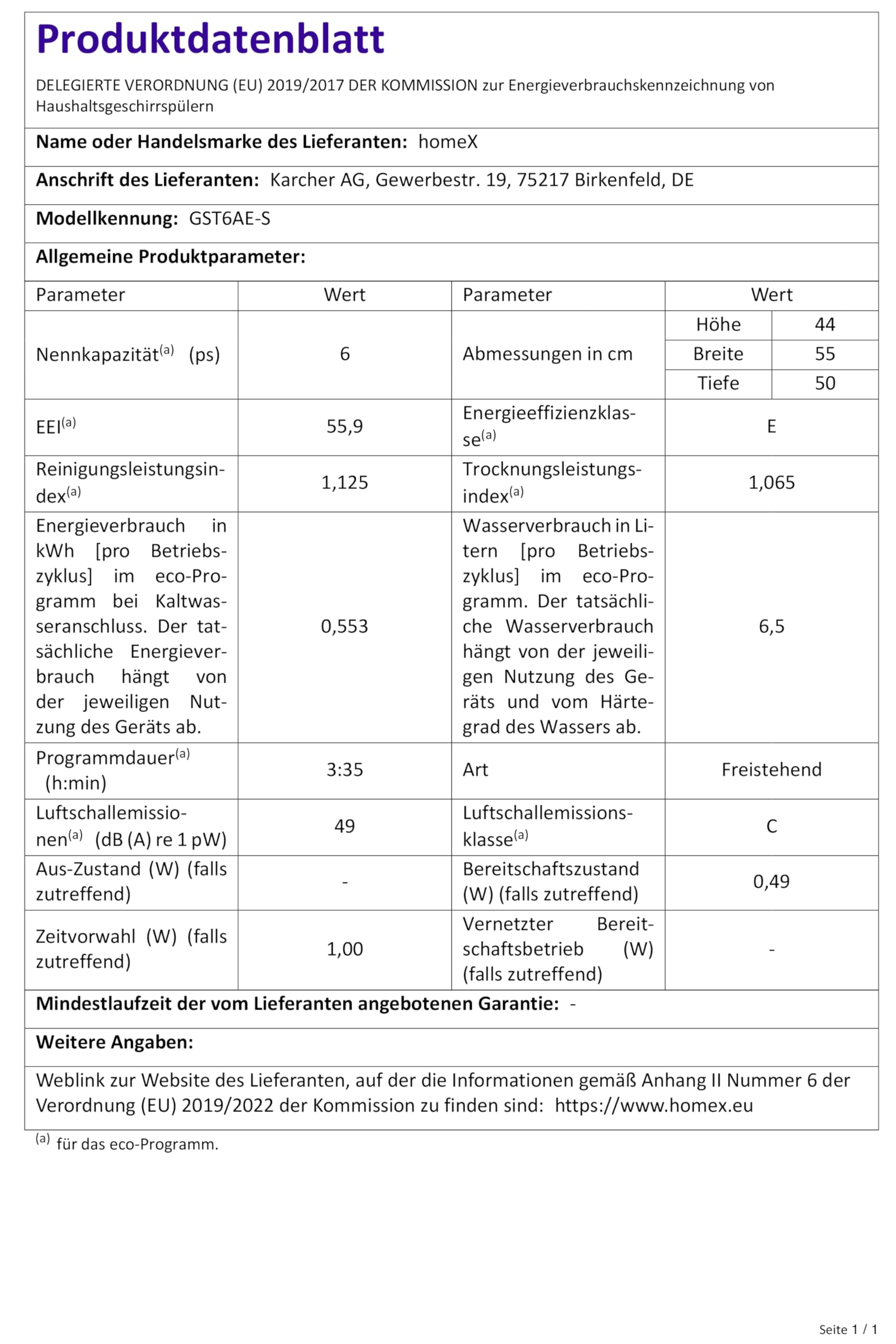homeX Tischgeschirrspüler Mini Spülmaschine 6 Programme 6 Maßgedecke Aquastop Startvorwahl GST6AE-S silber
