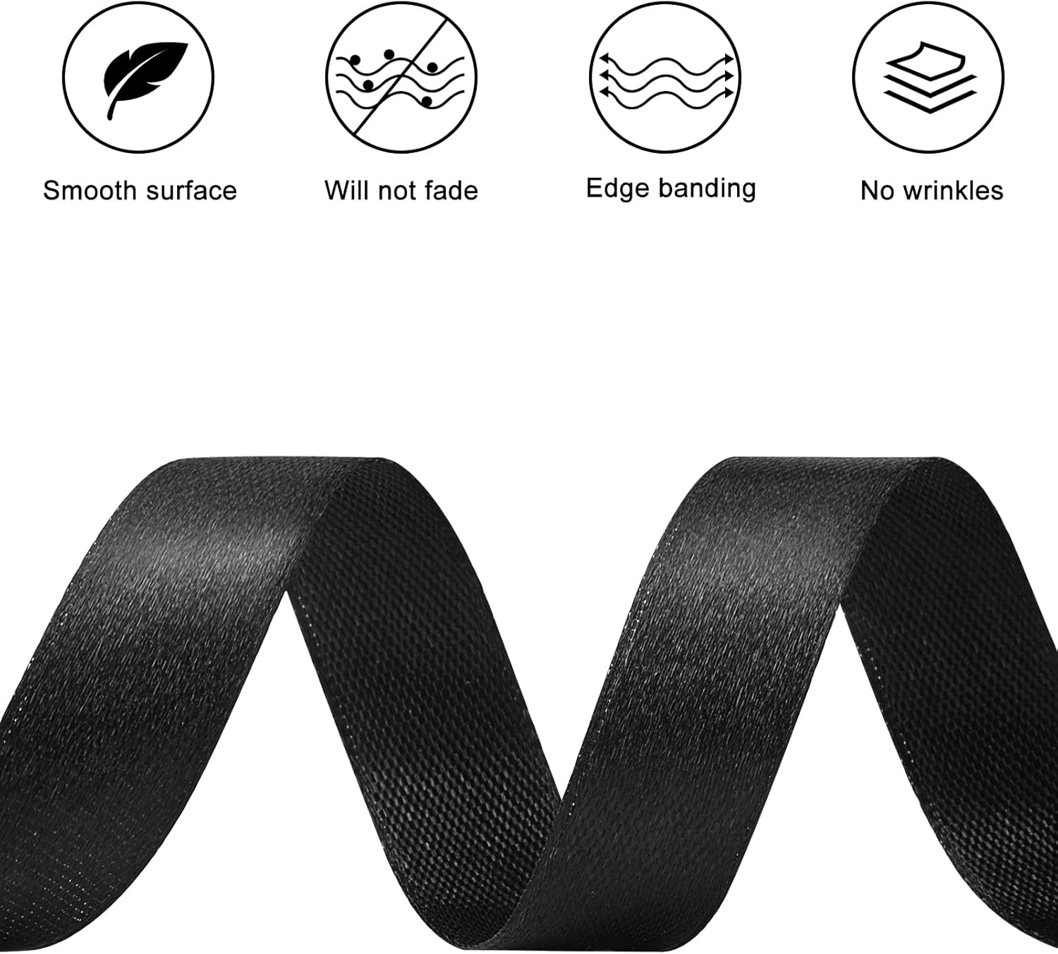 1/2 Inch 50 Yards Black Satin Ribbon, Ribbon Roll for Flower Bouquets, Gift Wrapping, Wedding, Handmade Crafts - Image 3