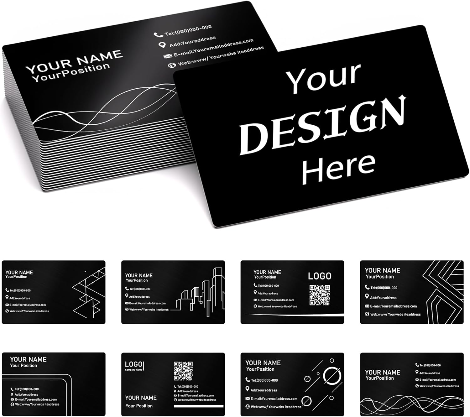 Custom Metal Business Cards 20-500pcs,Personalized Metal Business Cards Double-sided Engraved Logo Text,0.5mm Aluminum Business Cards Customizable,for Trade Shows & Networking,Branding