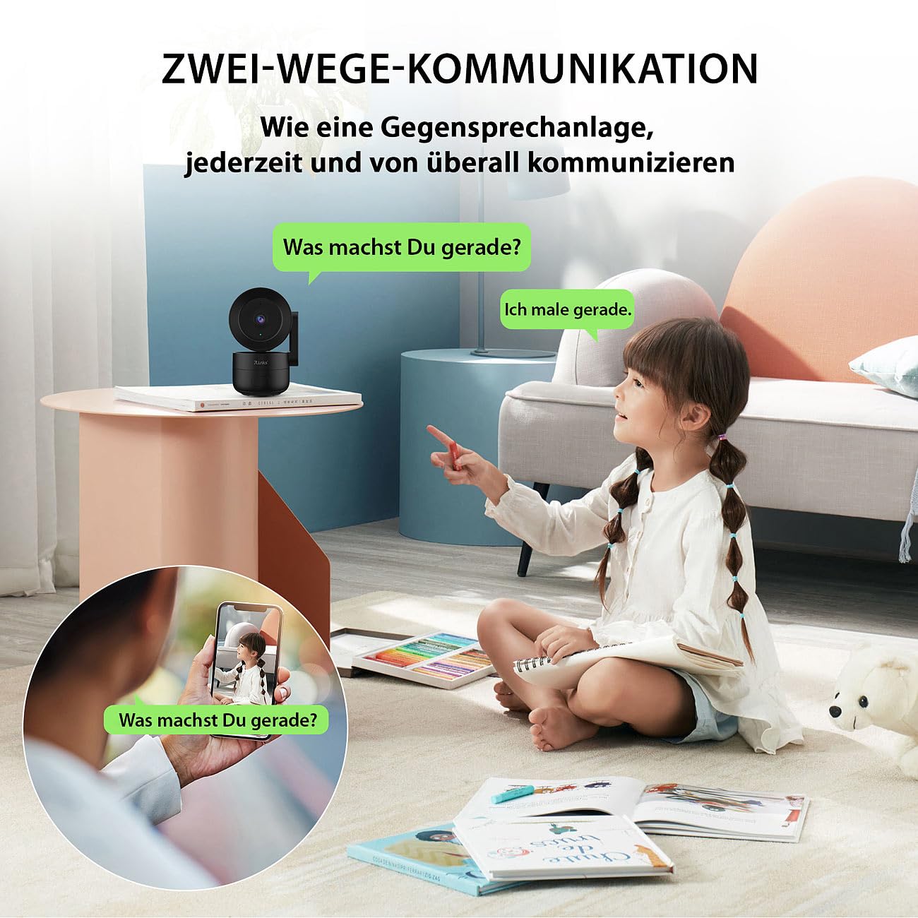 7links telecamera WLAN interna: Telecamera di sorveglianza Wi-Fi IP, Funzione Pan/Tilt, risoluzione 2K (di sorveglianza Elesion, orientabile)