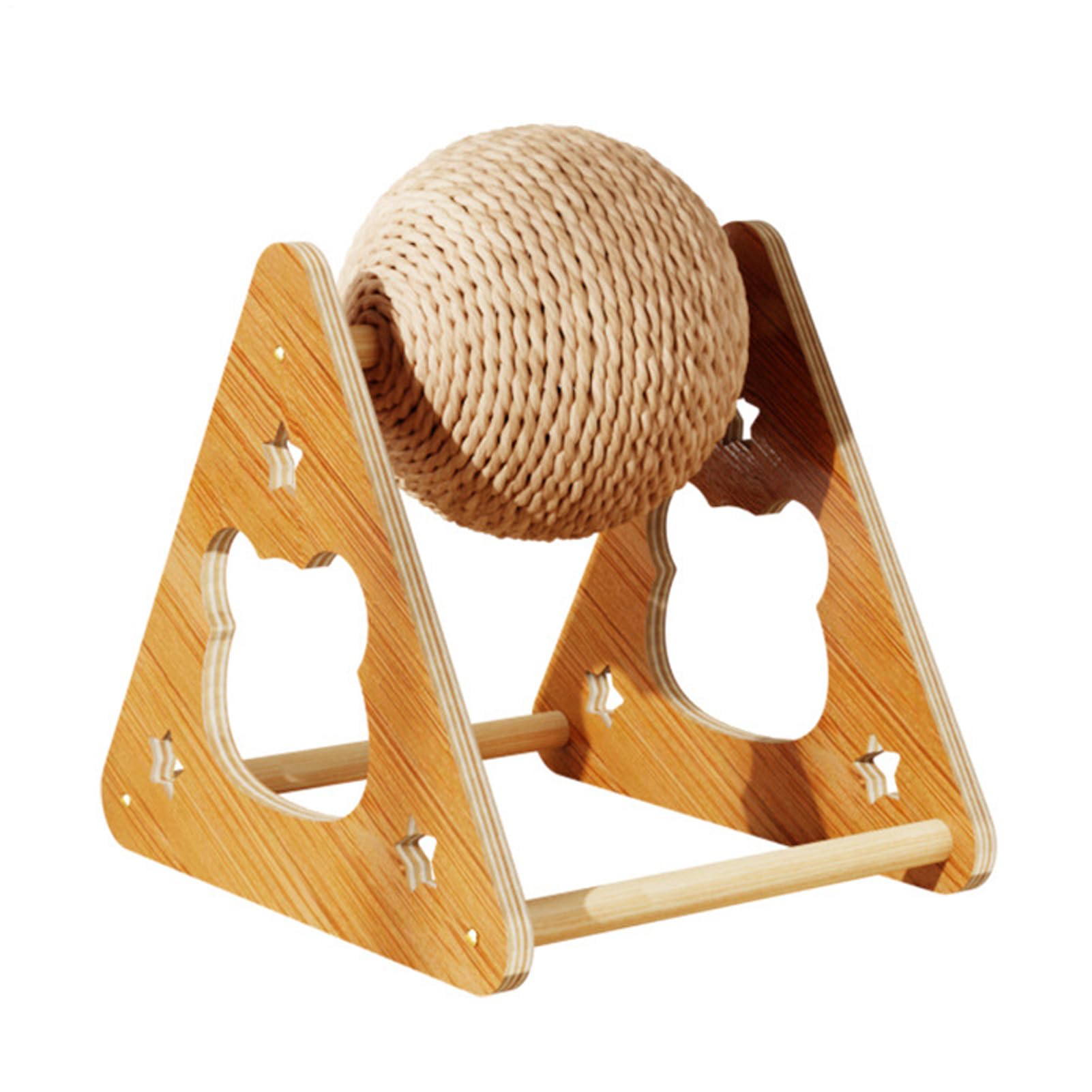 Roue d'entraînement pour chat en sisal et bois pour stimuler les chatons d'intérieur