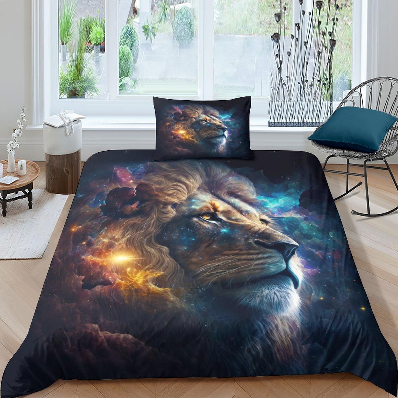 Parure de lit microfibre Lion 3D : linge de lit premium haute densité pour lit simple