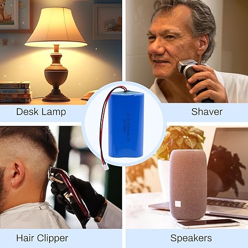 Miniatura 6 de Batería de iones de litio de 5200mAh 3.7V, batería recargable con enchufe JST-PH 2.0 de 2 pines para altavoces Bluetooth, luces solares, juguetes,