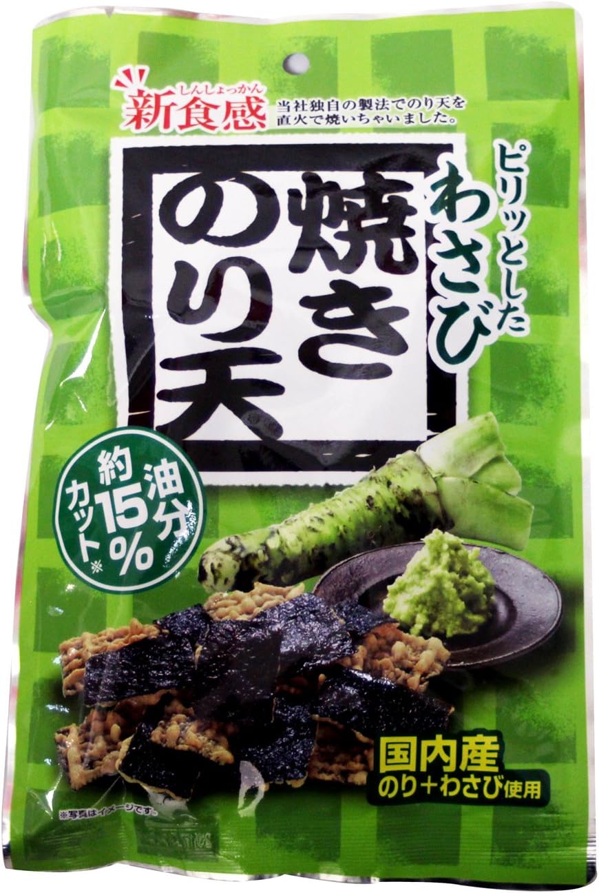 天ぷらチップス ワサビ 海苔甜不辣脆片 Daiko Seaweed Noriten (Tempura Chips) Wheat Cracker - Wasabi 1.76 oz (pack of 5)