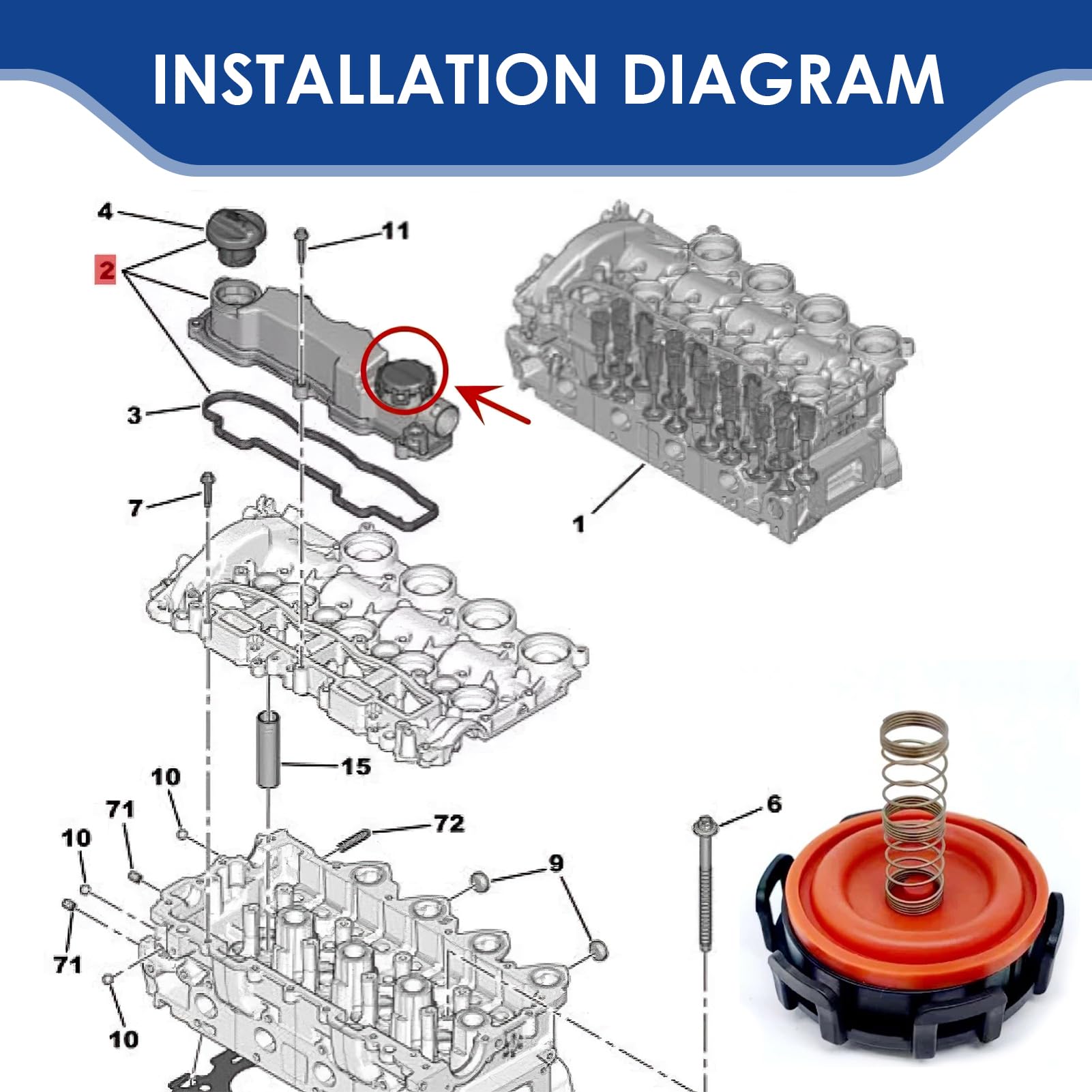 Couvercle Culbuteur Soupape Moteur Avec Joint - Compatible 1.6 HDI Berlingo C2 C3 C4
