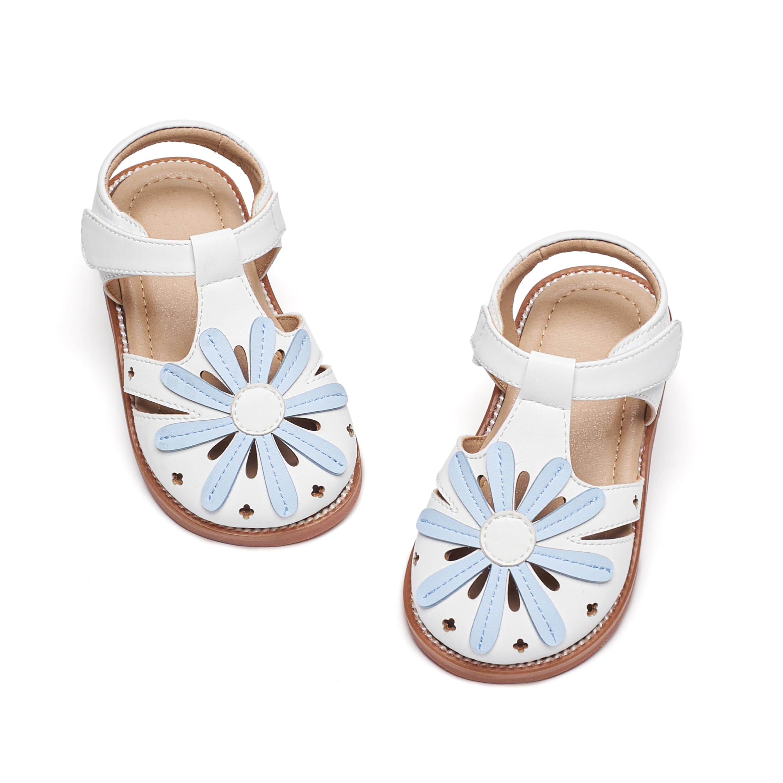 Kiderence Toddler Flower Girl Sandals Close Toe Dress Shoes Wedding Party | Hook and Loop,Non Slip Lightweight Sandals for Beach,Water Play and Daily Wear