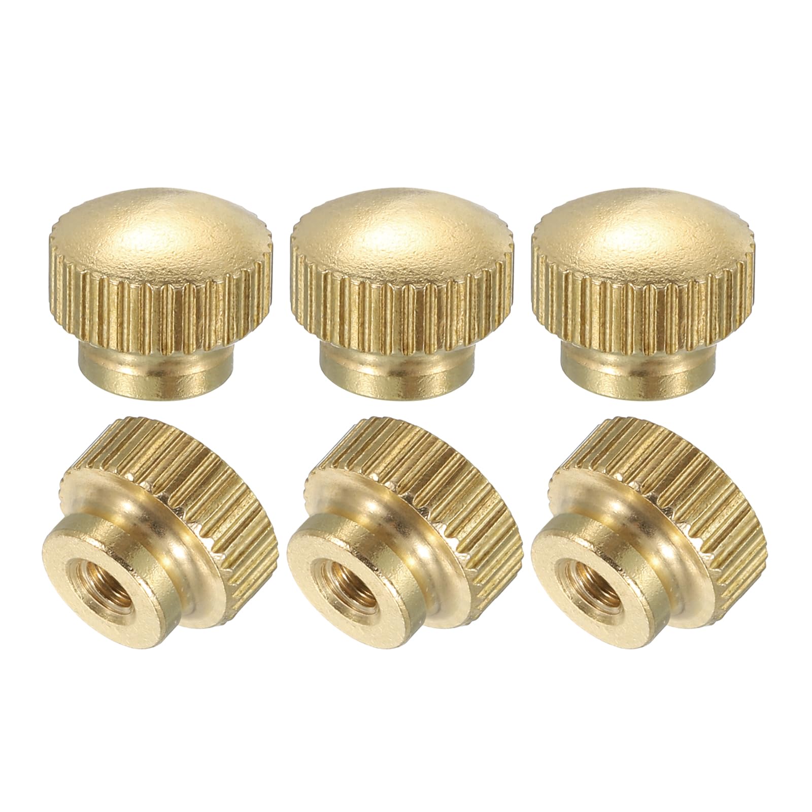 QUARKZMAN Dadi a Farfalla Scanalati, 6pz M3 x D10mm x H8mm Foro Cieco Ottone a Testa Alta con Colletto a Testa Alta Foro Cieco Elementi Fissaggio Pomelli Rotondi per Parti Stampanti 3D