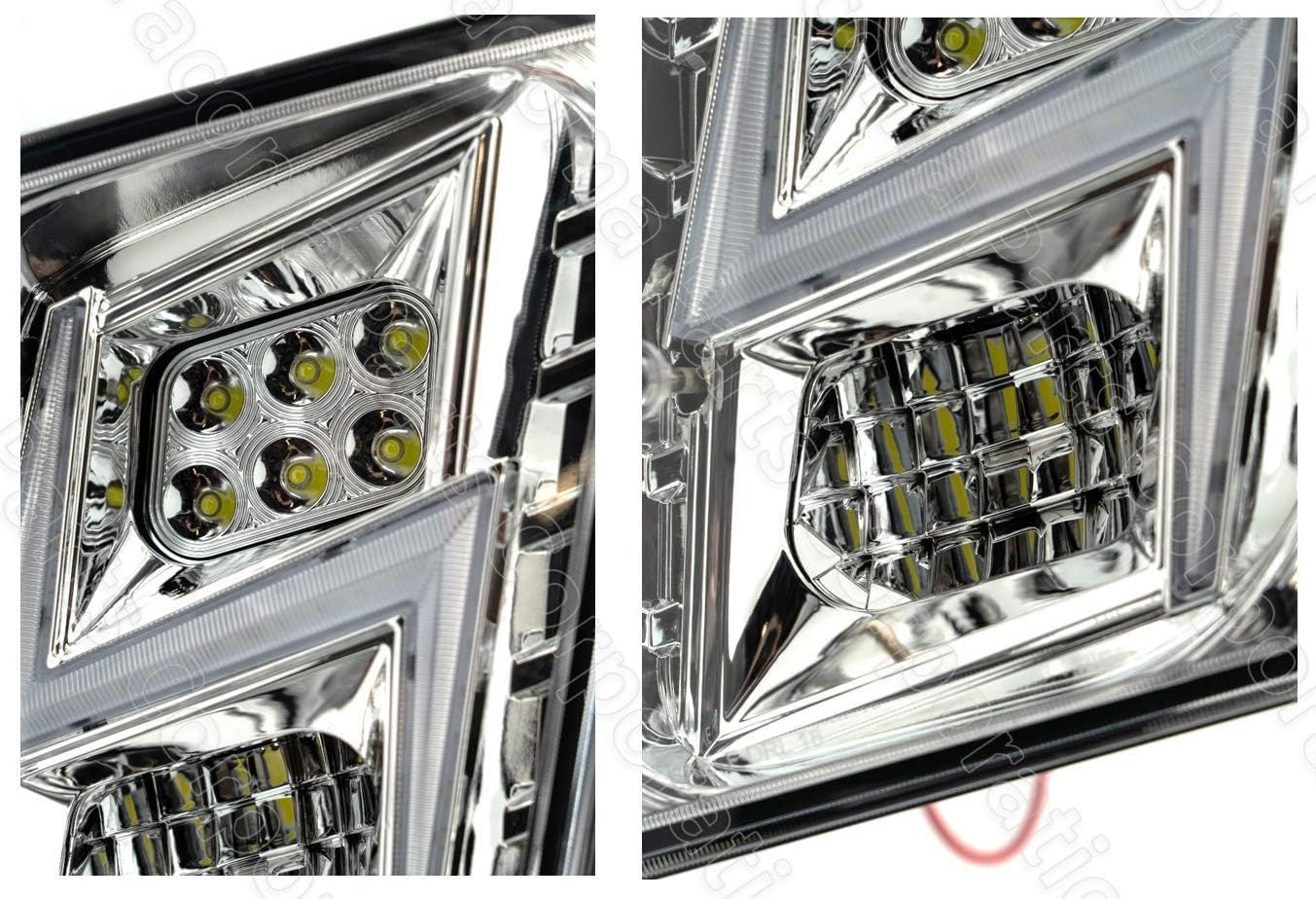 KOZAK Bumper Fog Lights CHROME Housing LED Compatible with Volvo VNL 2004-2017 Semi Truck High Beam and Low Beam, Pair Left Side and Right Side PLUS Logo Emblem Vest