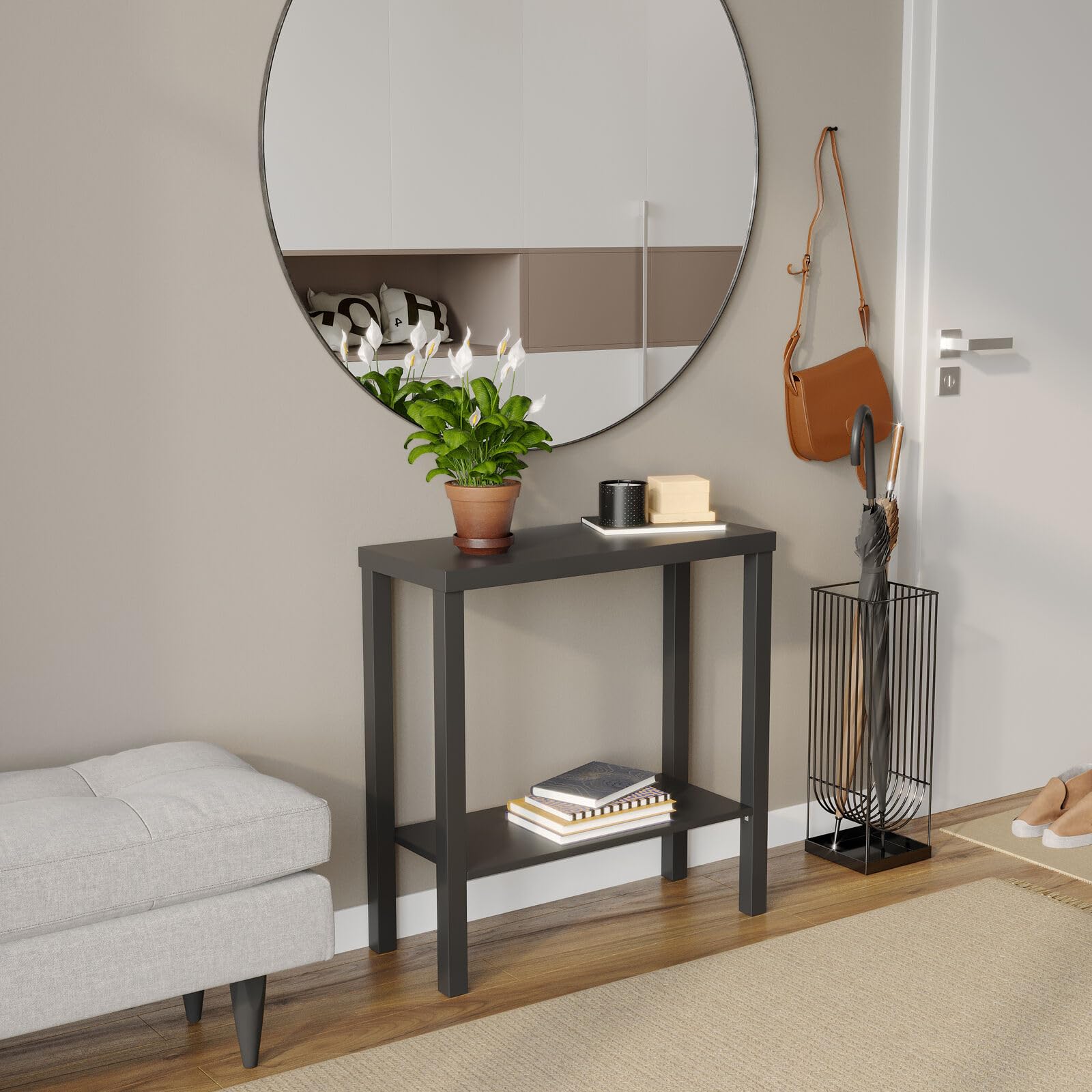 URBNLIVING 2-Tier Wooden Narrow Console Side Table, Entryway Hallway Furniture - Image 3