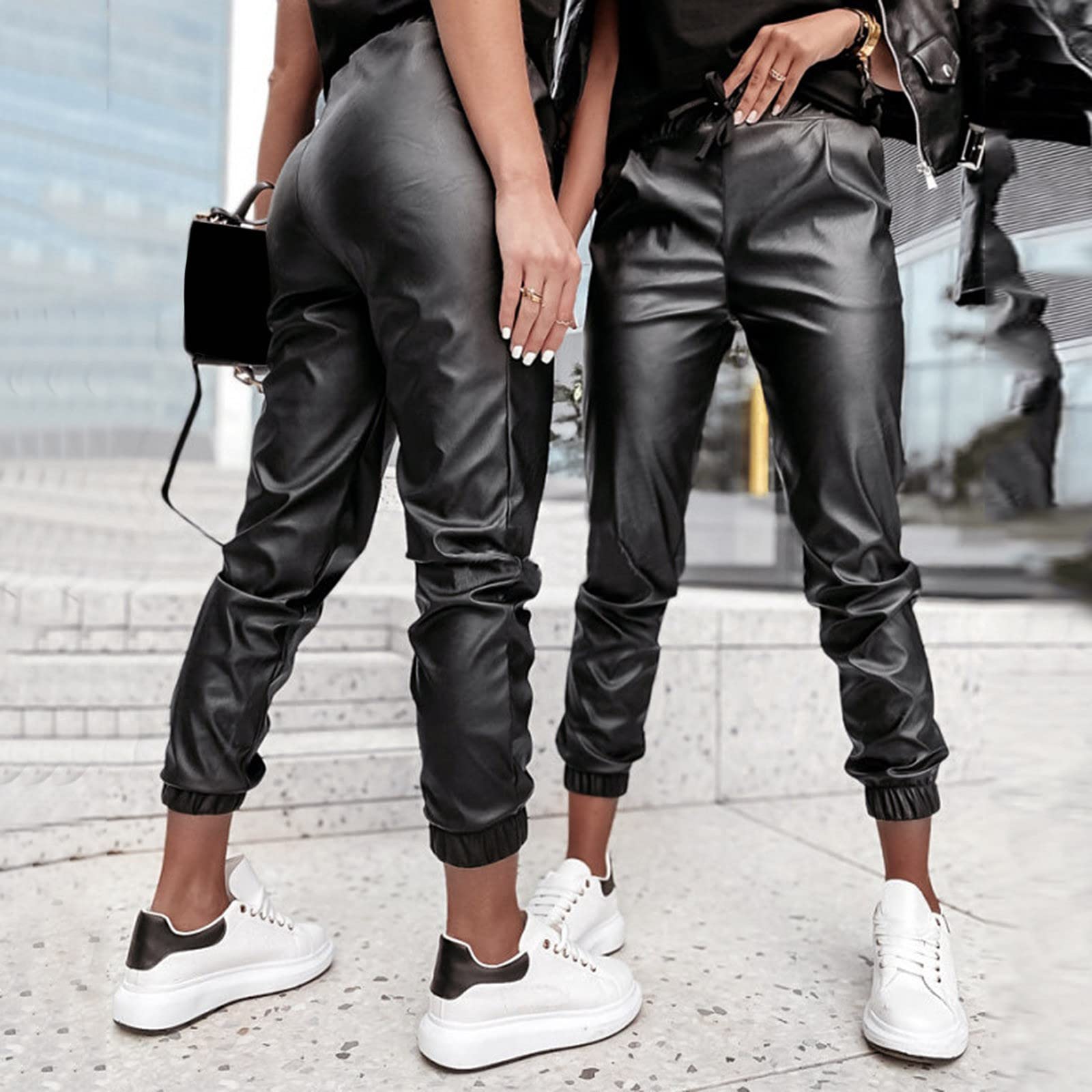 Chnnamzu Lederhose Damen Lederhosen Damen Leder Hosen Damen Kunstleder Hosen Damen Kunstlederhose Damen Lederhose Lederhose Damen Schwarz Lederimitat Hose Damen Lederhose Damen High Waist