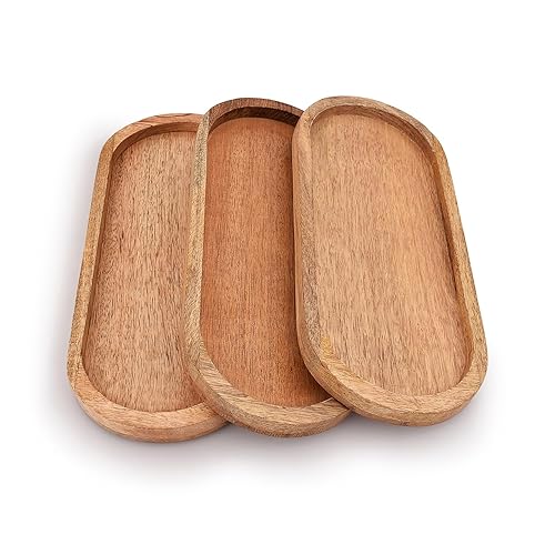 Samhita Mango Oval Wood Tray Set of 3 Perfect for
