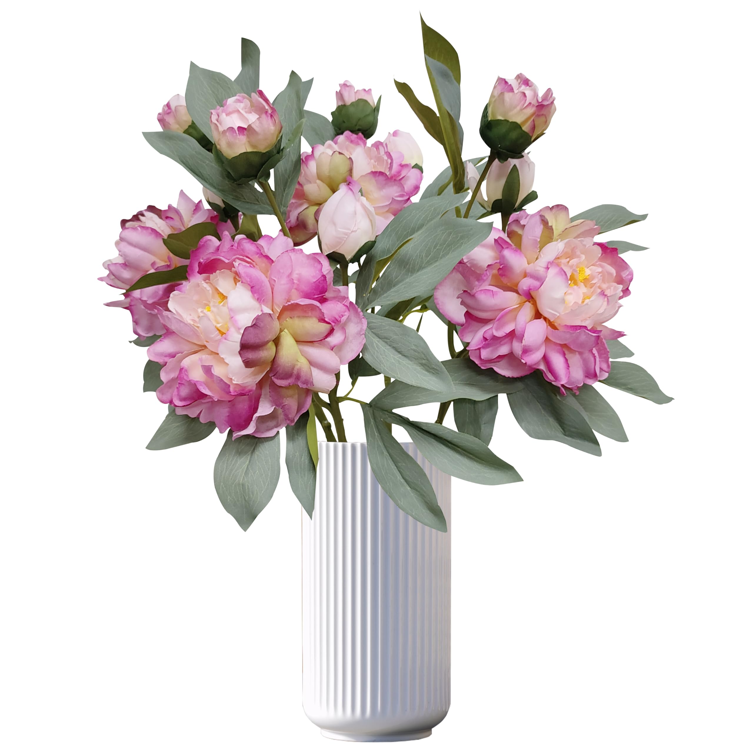 ARTIFIPLANT Purple Pink Peonies Artificial Flowers,4 Pcs Fake Silk Peonies with Stems Real Look,Peony Bush for Home Decor (4, Purple Pink)