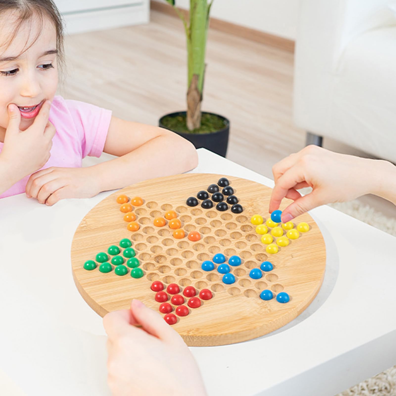 Juego de mesa de madera de 2.5 Juego de damas chinas con mármoles de vidrio Juegos de mesa hexagonales para la familia Juego de mesa de madera de 2.5 Juego de damas chinas con mármoles de vidrio Juegos de mesa hexagonales para la familia