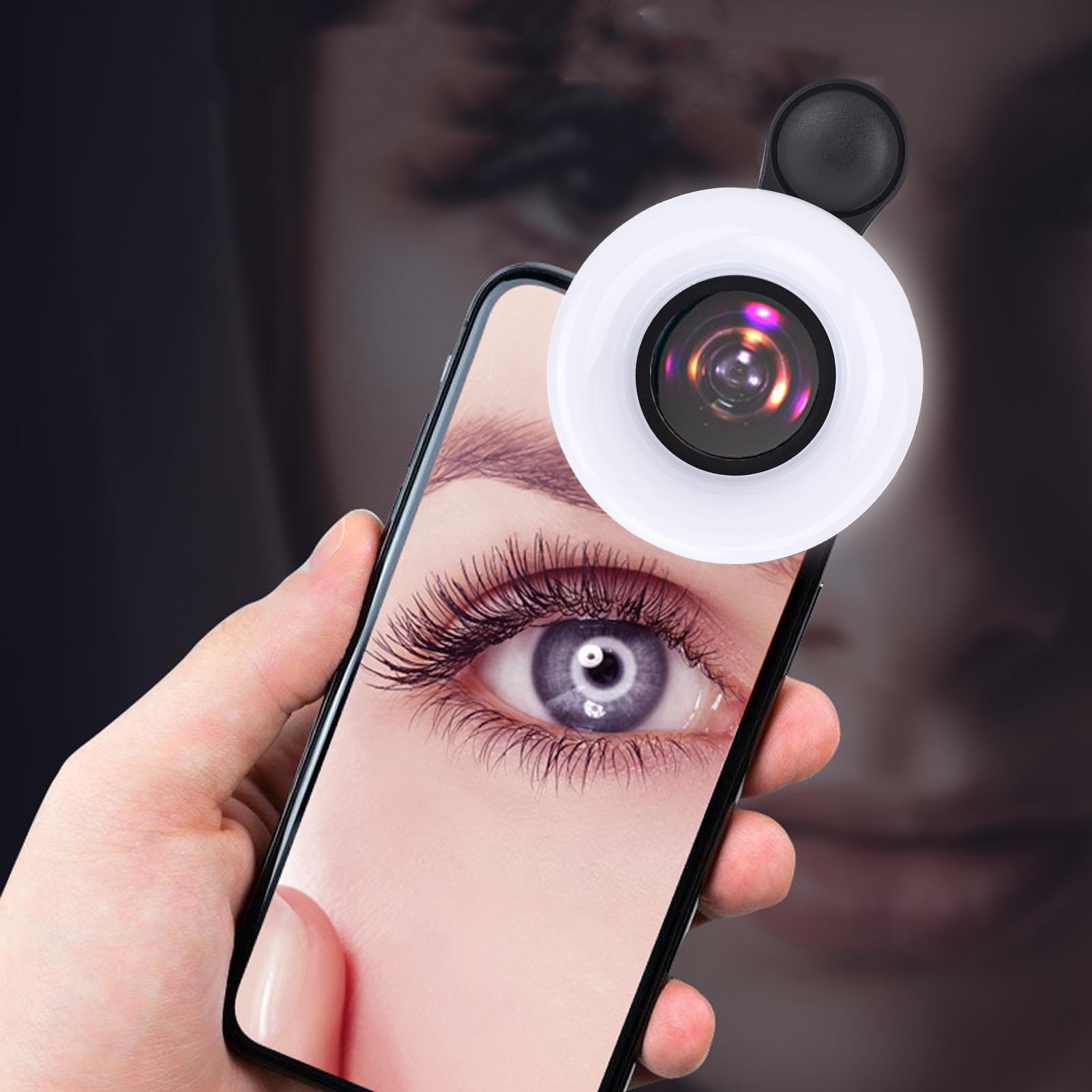 Denash Lente Macro con Luce a LED, Luce di Riempimento di Ingrandimento 15x con luminosità a 5 Livelli per la Fotografia di Ciglia