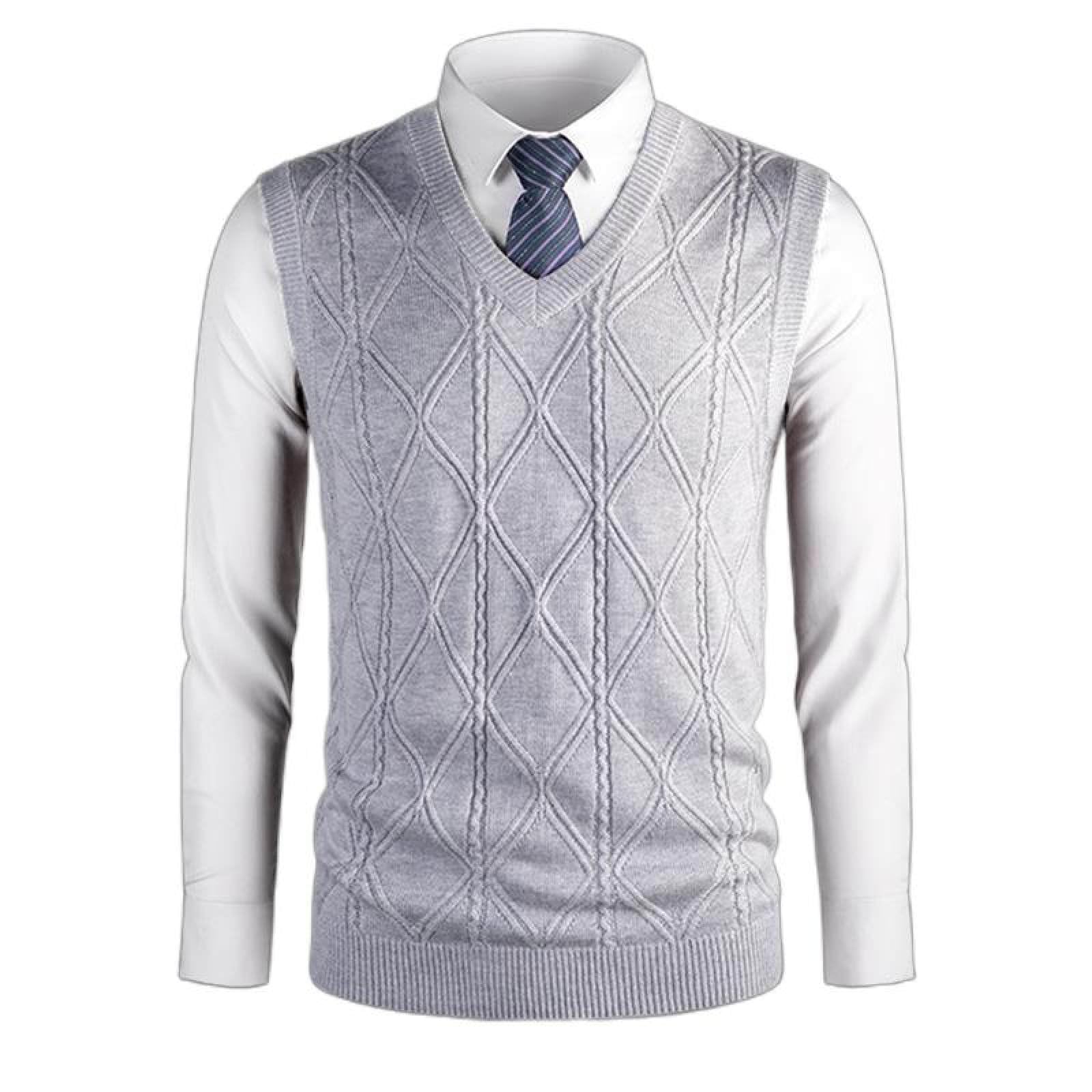 Chaleco de punto acolchado con cuello en V para hombres 2