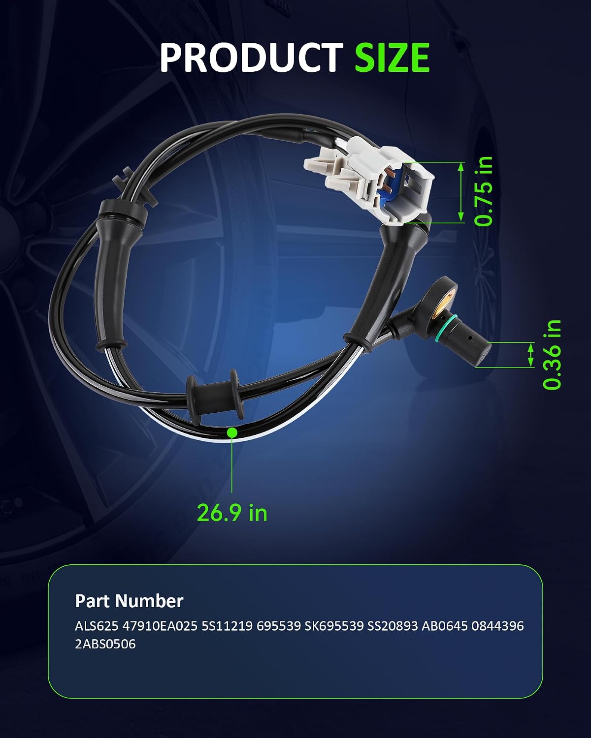 AUTOKAY Front ABS Wheel Speed Sensor Left Right Fit for Nissan Frontier 2005-2021, Pathfinder 2005-2012, Xterra 2005-2015, for Suzuki Equator 2009-2012, RE# ALS625 ‎47910EA025 5S11219 695539 SS20893