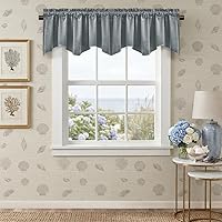 Vista 51 de StangH Cortinas decorativas de lujo, cenefa azul con bloqueo de luz, cenefa festoneada para ventana pequeña con bolsillo sólido para barra, cortina