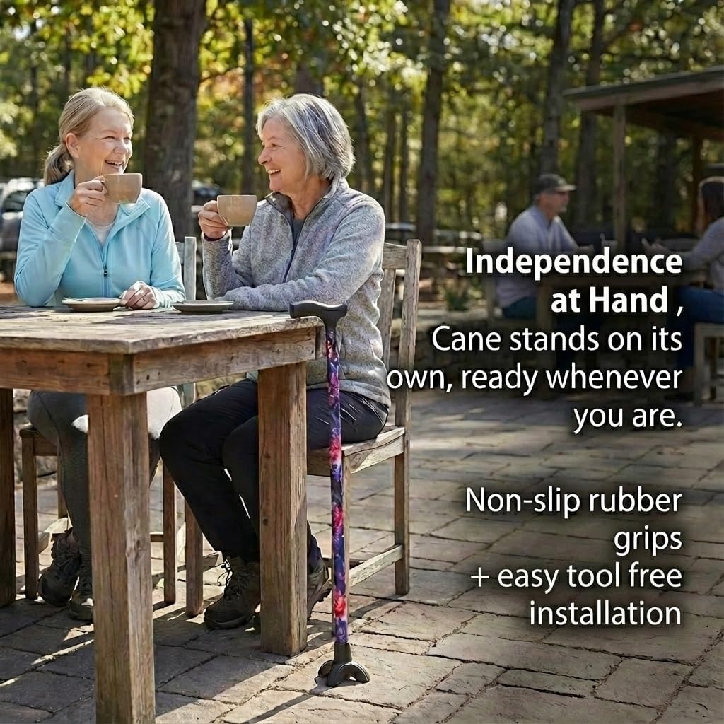 NOVA Small Quad Cane Tip – 3” x 3” Rubber Base with Non-Slip Grip Traction, Replacement Walking Cane Tip for Added Stability & Balance, Fits All 3/4” Diameter Canes