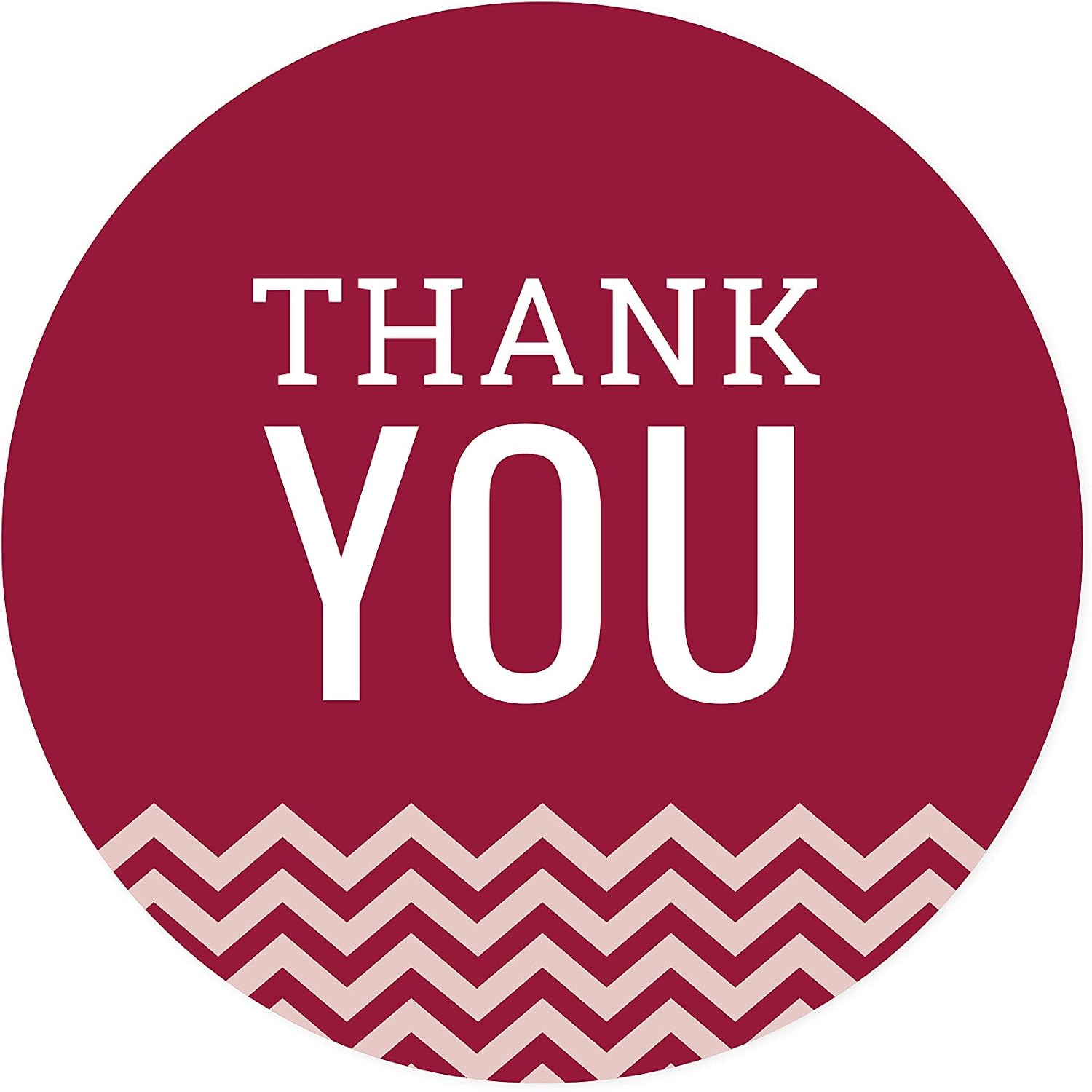 Andaz Round Circle Gift Label Stickers, Chevron Style, Thank You, Burgundy Maroon, 40-Pack, for Graduation Party Favors, Gifts, Presents, Treat Bags