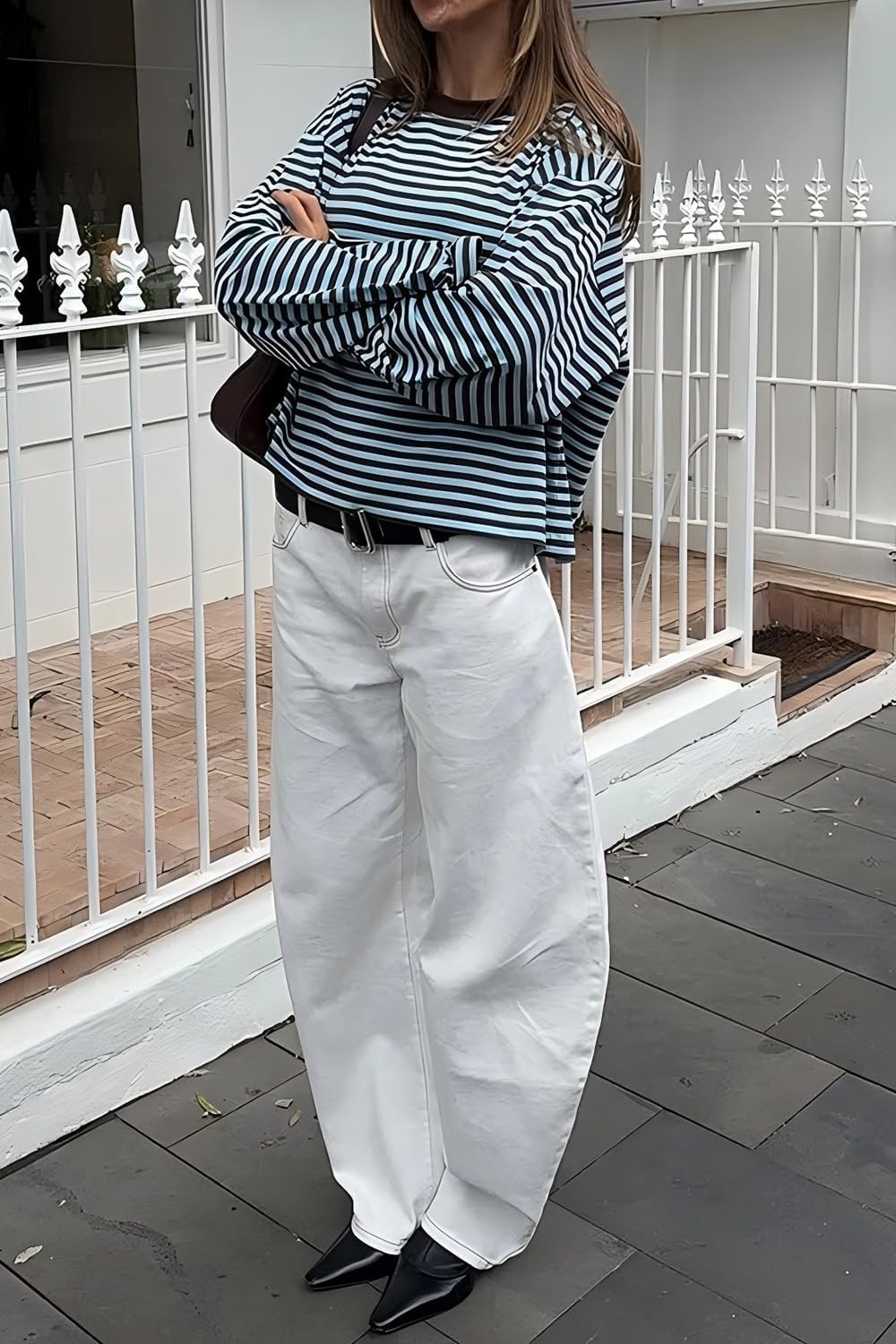 CHYRII Women Oversized Striped Long Sleeve T Shirt Fashion 2026 Crewneck Casual Fall Spring Tops Y2K Clothes - Image 7