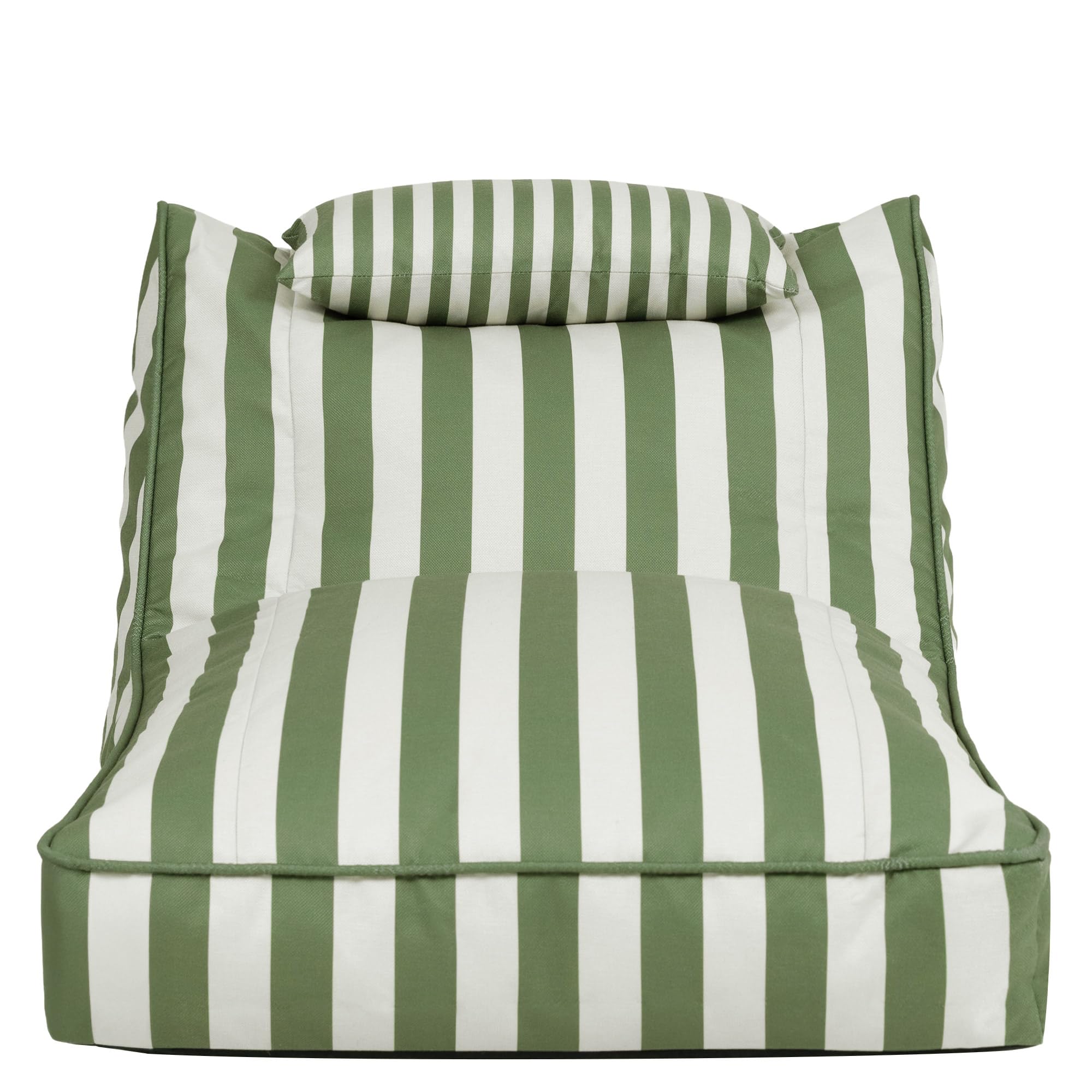 Icon Nova Outdoor Sitzsack Sessel für Erwachsene, Grün Streifen, Koyoto Stoff für Drinnen und Draußen, Riesen Sitzsack mit Füllung, Bequemer Sessel, Garten, Terrasse, Lounge, Wohnzimmer