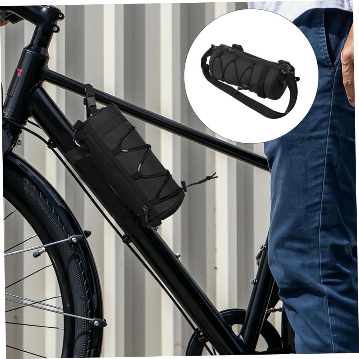 Borsa da Manubrio per Bicicletta 2 Pezzi 2, 5 in Nylon Nero | Cuciture Riflettenti, Design Multifunzione, Installazione Semplice, per Uscite Notturne e Attività All'aperto