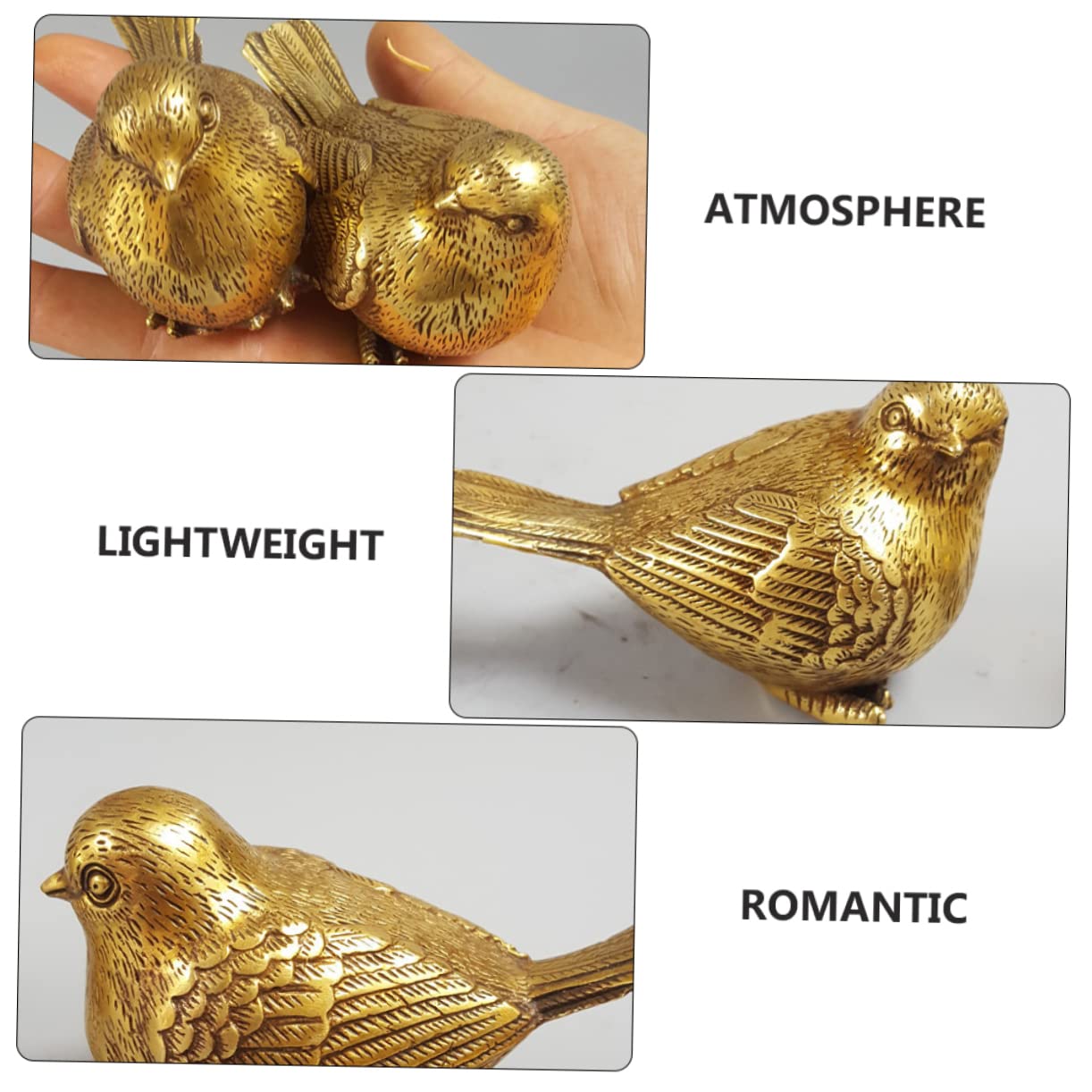 Mobestech Kupfervogel Dekofigur 1 Stück Gold für Heimdekoration | Dreidimensionale Form, Handbemalte Linien, Lebendige Ausführung, Leichtes Einzelstück Zufälliger Stil