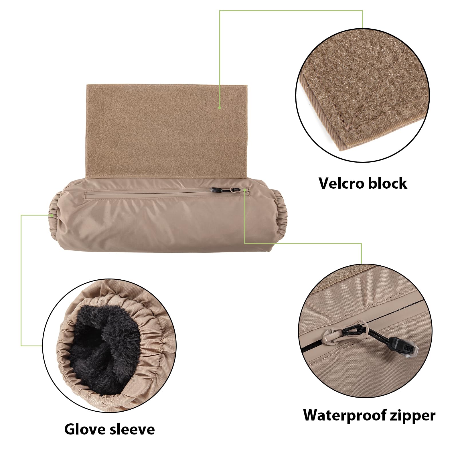 Tactical Hand Warmer Pouch,Khaki Fleece Handwarmer Pouch for Hunting.for Hunting Fly Fishing, Camping Hiking.