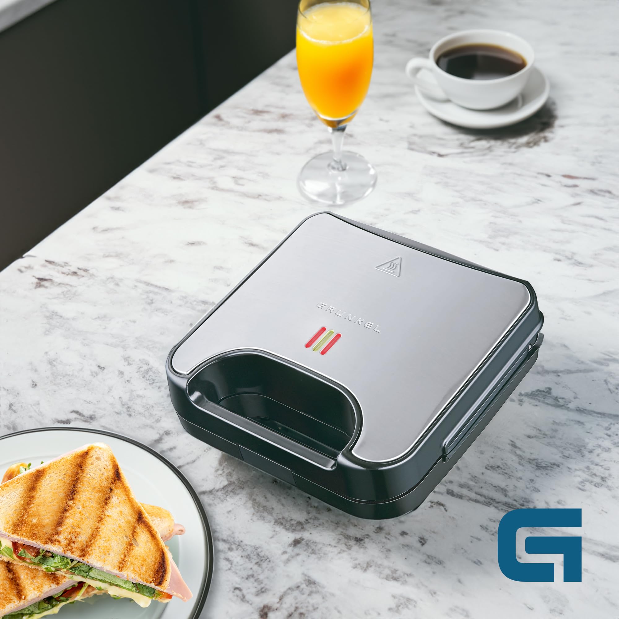 Grunkel Tosti-broodrooster met grill voor 2 sandwiches met snijkant