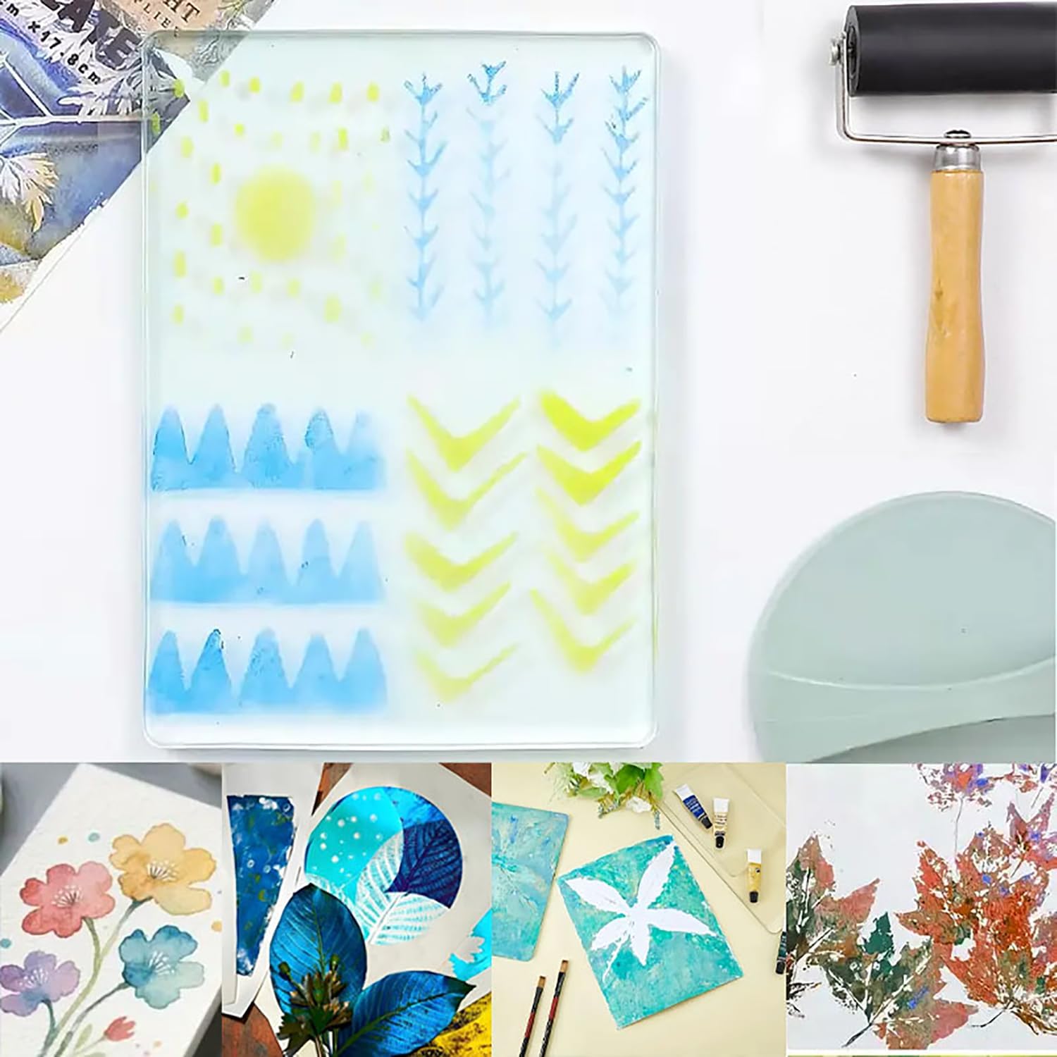 Gel Printing Plate Kit 2 - 5x7" & 8x10" Reusable Gelli Plates for Mono printing, Art Printmaking, Card Making & Scrapbooking - Eco-Friendly, Easy to Clean, Complete Starter Set with Tools