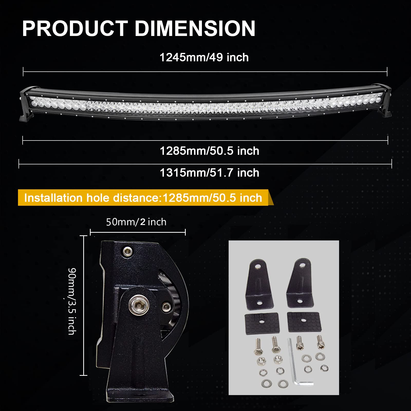 AUXTINGS 150 cm 288 W zakrzywiona smukła lampa LED bar