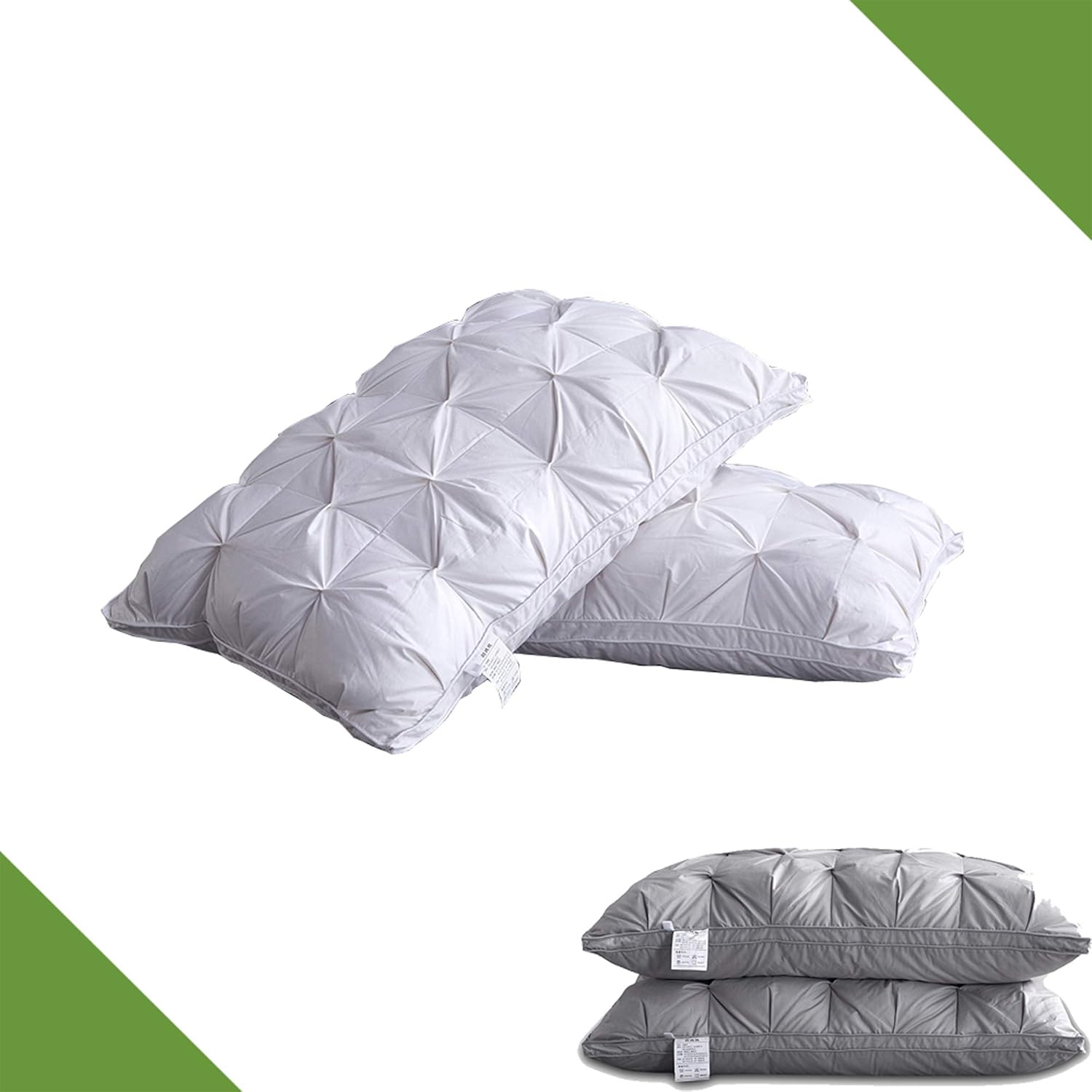 Amazon Com Home Goods Premium Adjustable Loft 95 Goose Down Pillows Fill Power 35oz Sleeper 100 Tiptop Cotton Shell Queen Size 19 X 29 Inch Gray One Piece Home Kitchen