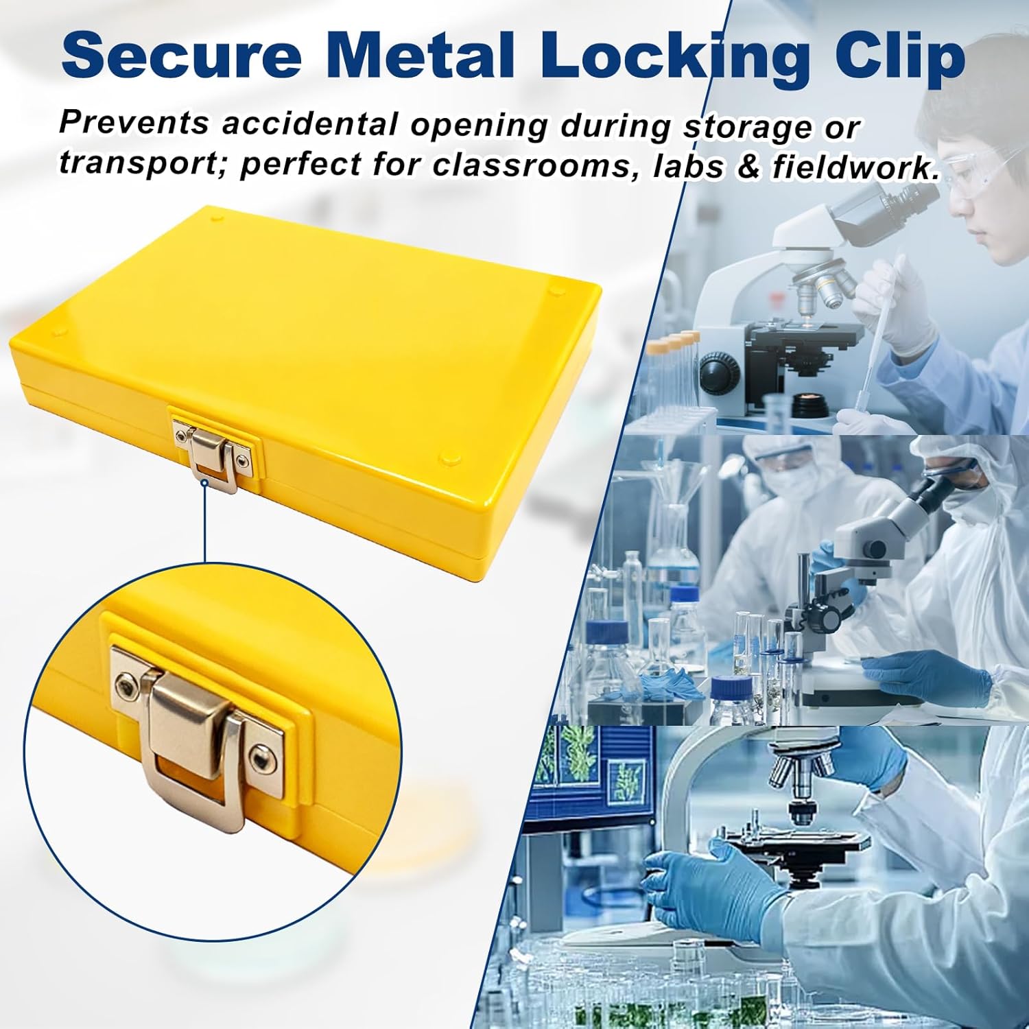 Microscope Slide Storage Box, 100-Place Plastic Microscope Slide Holder with Foam Liner, for 25mm × 75mm Microslides, Assorted Colors, Pack of 5 - Image 4