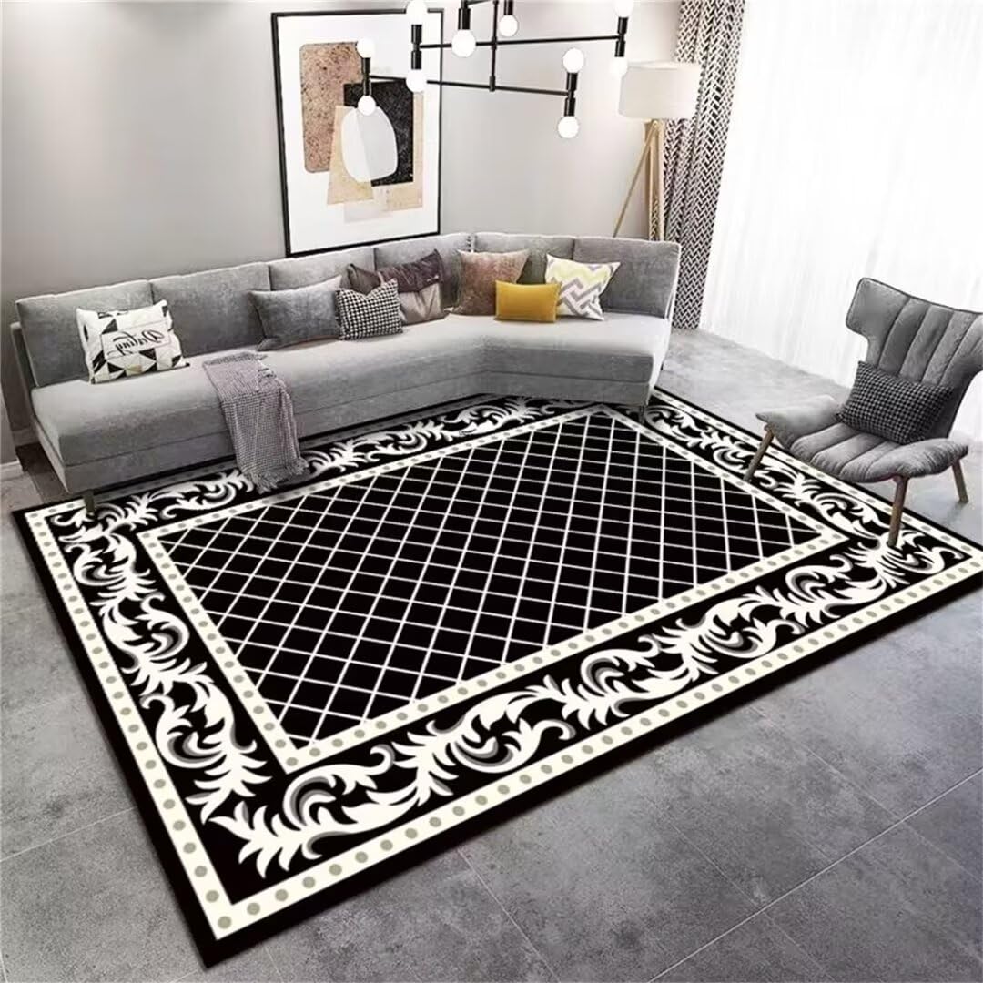 Tapis salon lavable machine 200x300 tapis chambre enfant fille noir design