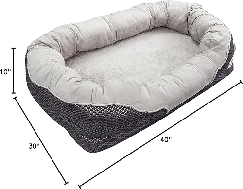 Miniatura 8 de Cama ortopédica gris para perros BarksBar Snuggly Sleeper con espuma ortopédica estriada, cojín con borde acolchado de almohadón extra cómodo y base