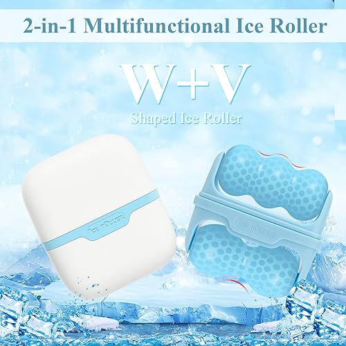 Miniatura 2 de Rodillo de hielo para cara, rodillo de hielo para el cuidado de la piel, rodillo de ojos 2 en 1 masajeador facial para ojos hinchados, alivio de