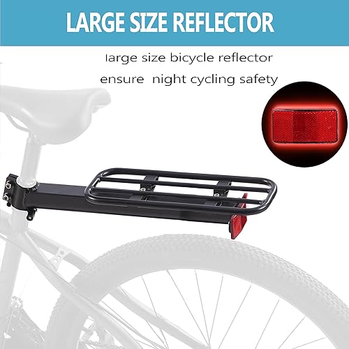 Miniatura 3 de Portaequipajes trasero para bicicleta, Portaequipajes para bicicleta, Aleación de aluminio, Reflectante de gran tamaño, Mandril integrado
