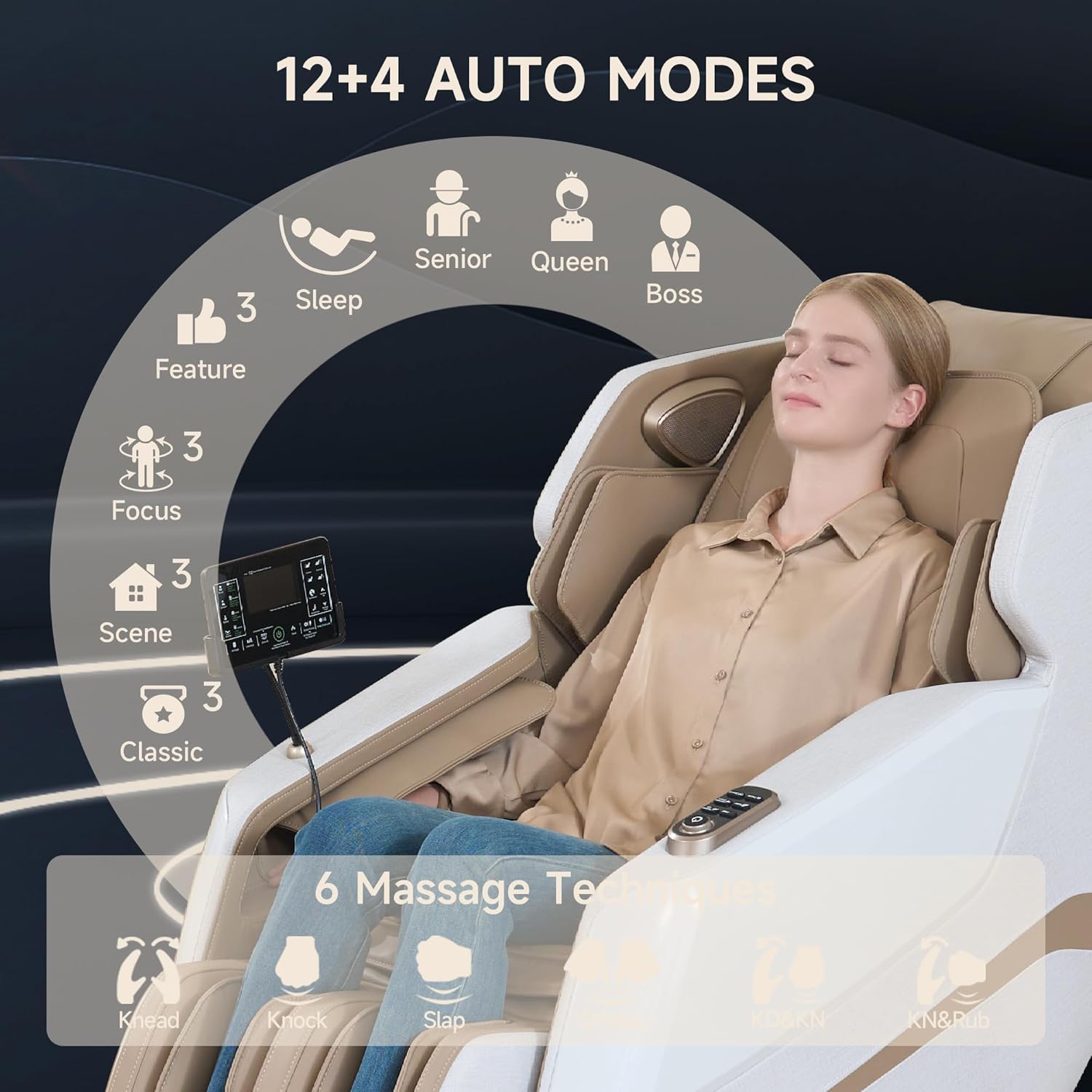 Real Relax 3D Massage Chair Full Body SL Track, Zero Gravity Recliner with Electric Extendable Footrest, Deep Yoga Stretch, 16 Auto Modes, Auto Body Scan, Foot Rollers, Favor 27 Brown