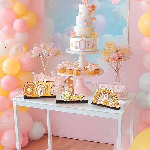 Miniatura 3 de Suzile 6 piezas de decoración bohemia de primer cumpleaños, centros de mesa de fiesta de sol, decoración de primer viaje alrededor del sol,