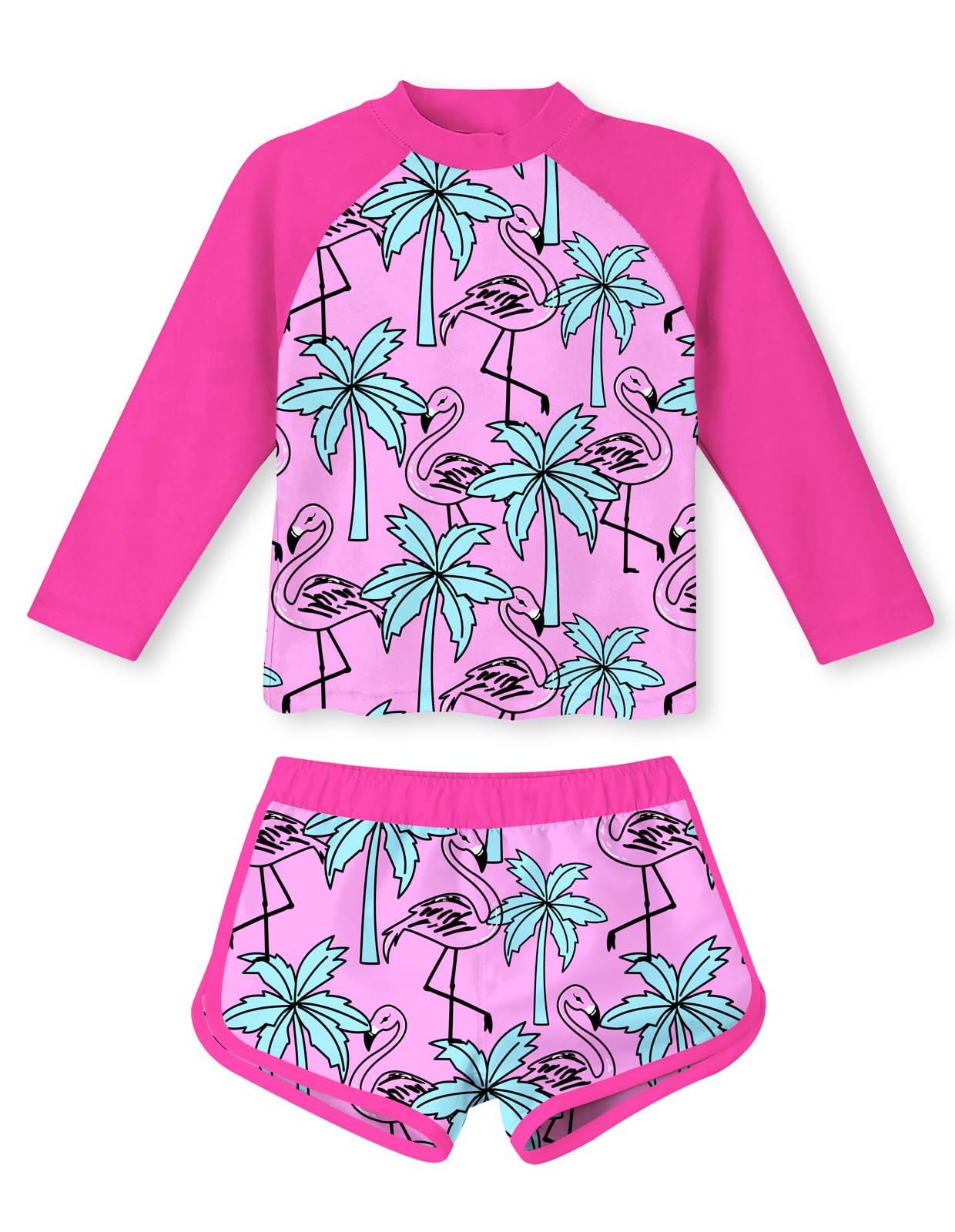 TUONROAD Girls 2 Pieces Rash Guard Swimsuit Long Sleeve Tankini for 4-10Y