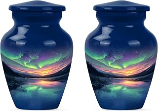 Northern Light Urn, Urn for Ashes Adult Male, Burial Urns Adult Female, Cool Urns for Ashes, Miniature Urns for Human Ashes, Small Urns for Human Ashes Keepsake(Size - 3inch, 2 Pcs)