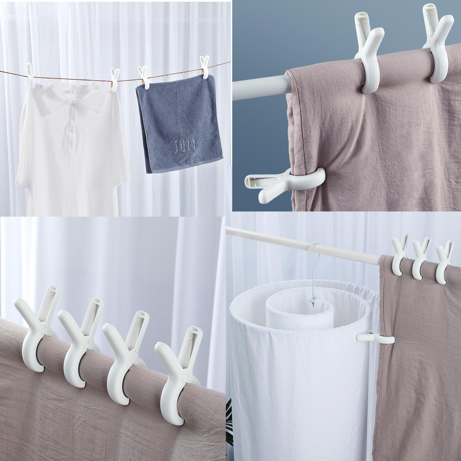 Pinces à Linge Géantes Lot De 15 - 9.5x6.5cm, Ouverture 4.5cm - Pour Serviettes, Vêtements épais, Plage - Antidérapantes