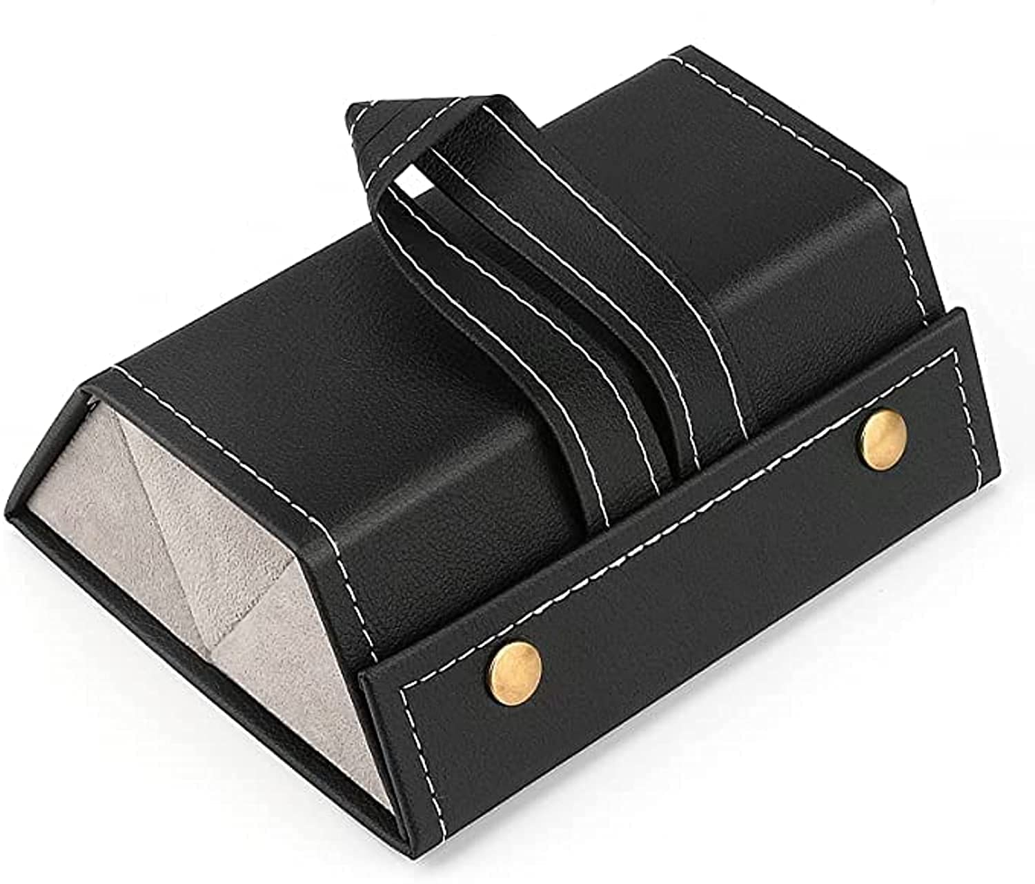 GenericTravel Sunglasses Foldable Organizer, Portable Stackable Eyeglasses Case, Premium PU Leather Multi Glasses 3 Slot Organizer, Storage Box with a Hanging Ring