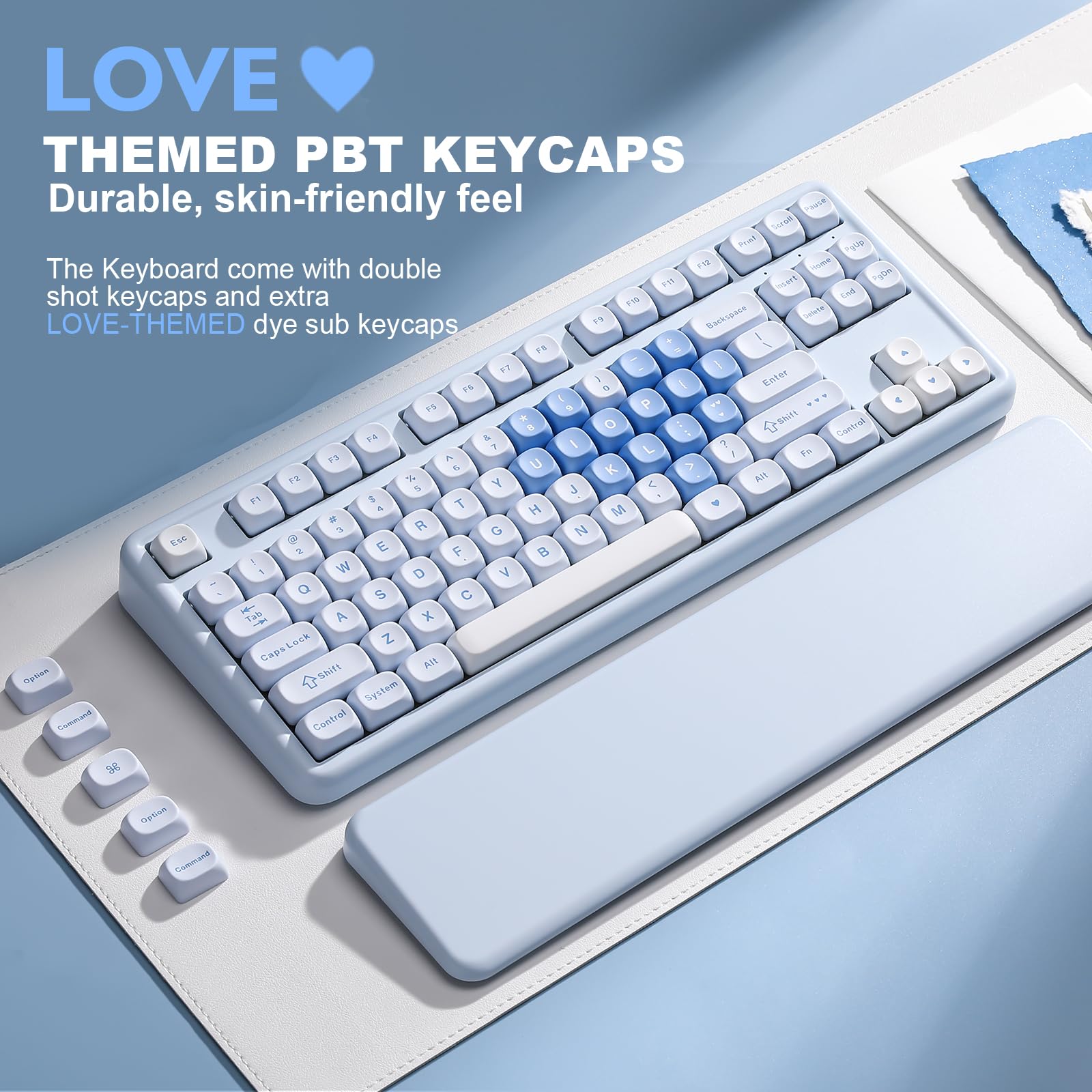 YUNZII B87 Tastiera Meccanica Gaming, QMK/VIA, RGB, Tasti MOA, Poggiapolsi, Connessione BT5.0/2.4G/USB-C NKRO per Win/Mac (Blu Cuore, cocoa cream v2)